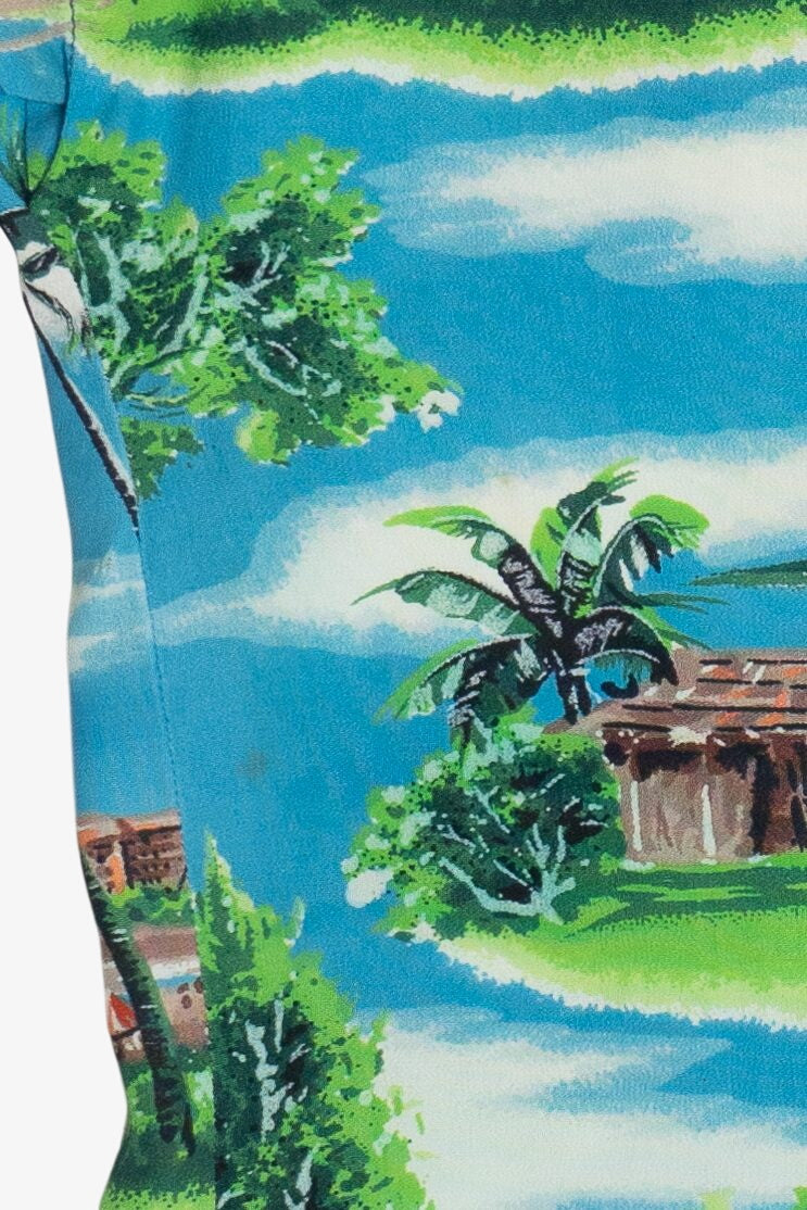 Rare Vintage Hawaiian Sleeveless Double Pocket Mandarin Collar Shirt 40/50s