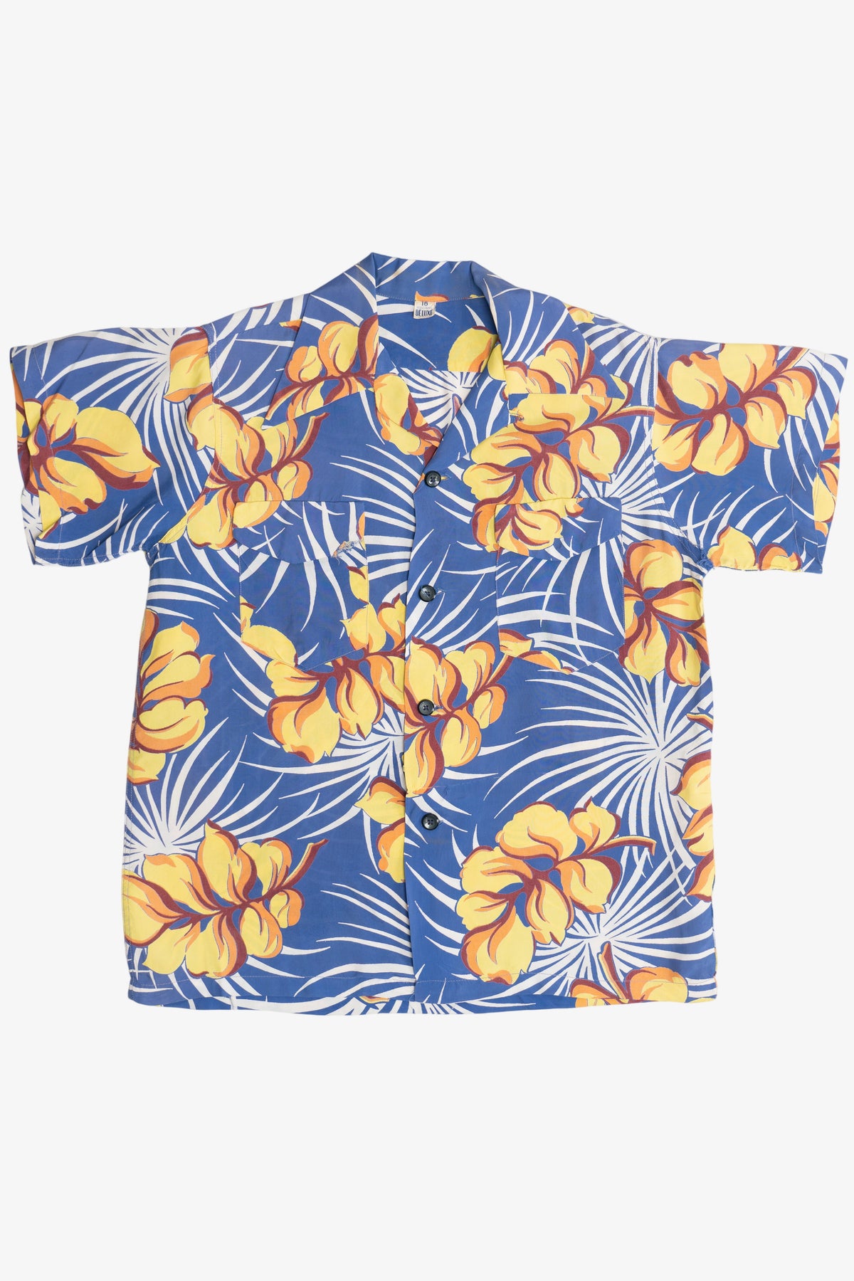 Rare Vintage Hawaiian Double Pocket Shirt With Loop Collar Deluxe 