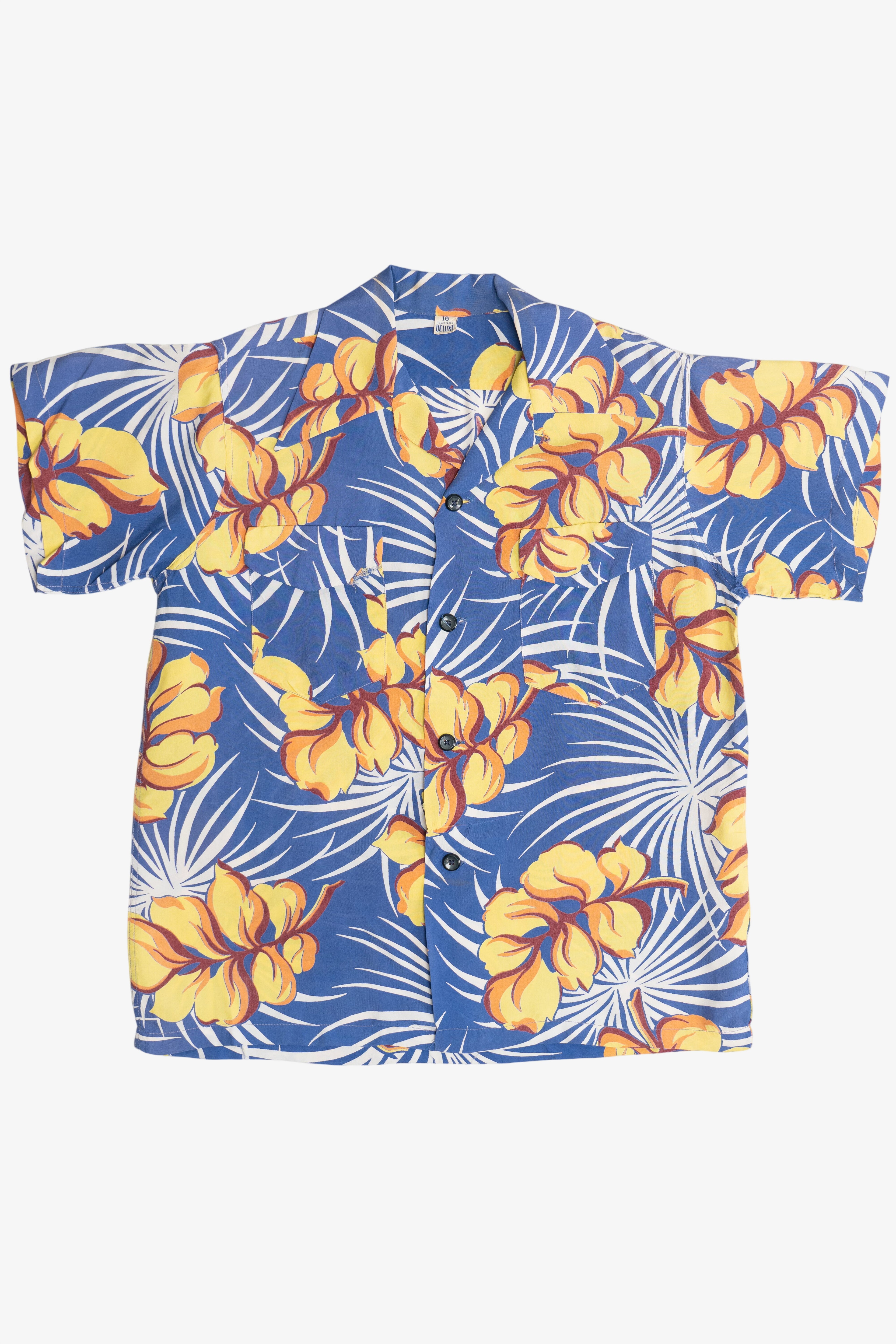 Rare Vintage Hawaiian Double Pocket Shirt With Loop Collar Deluxe 40/50s