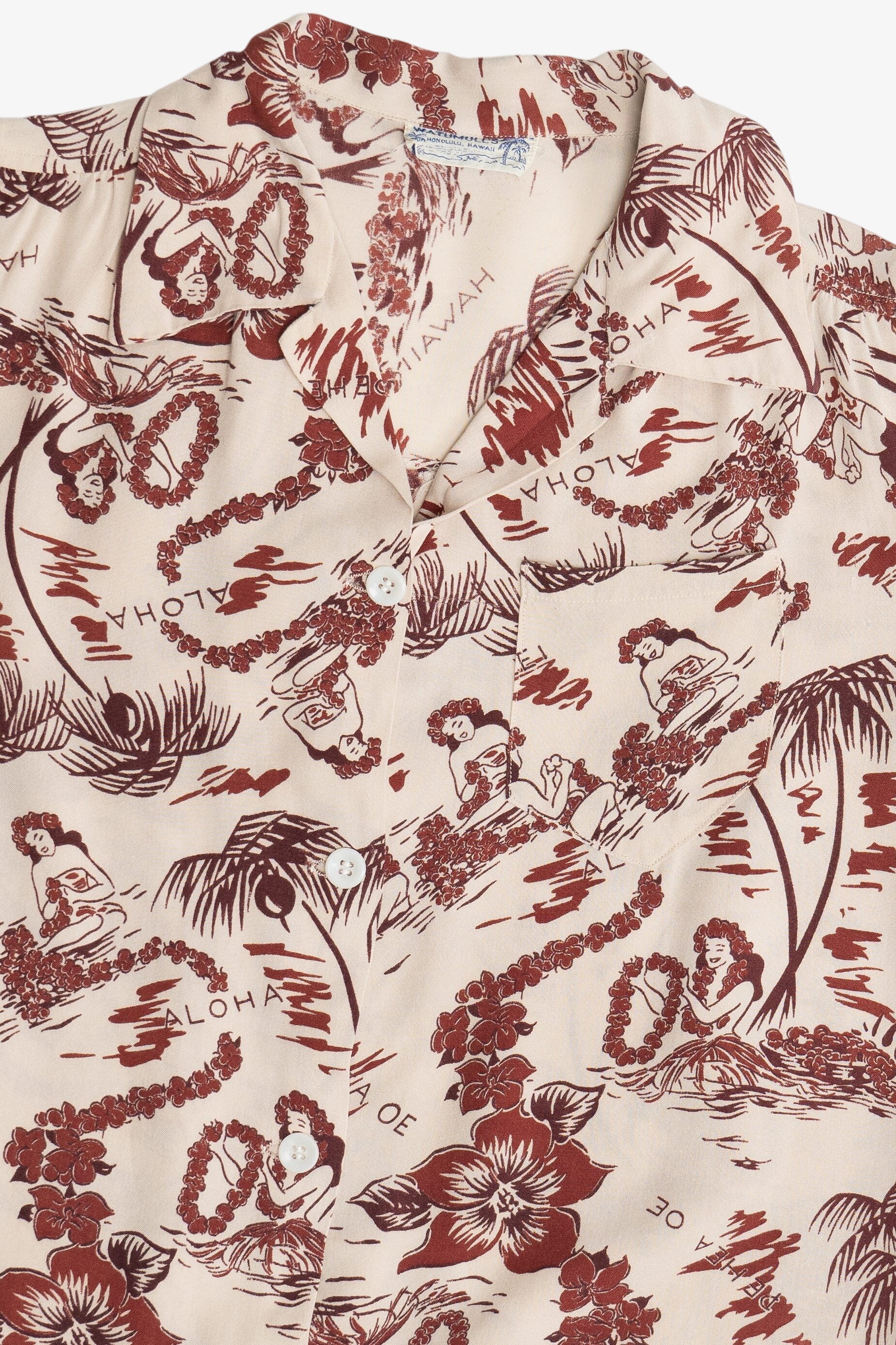 Rare Vintage Hawaiian Shirt Watumull's Honolulu Hawaii 40/50s