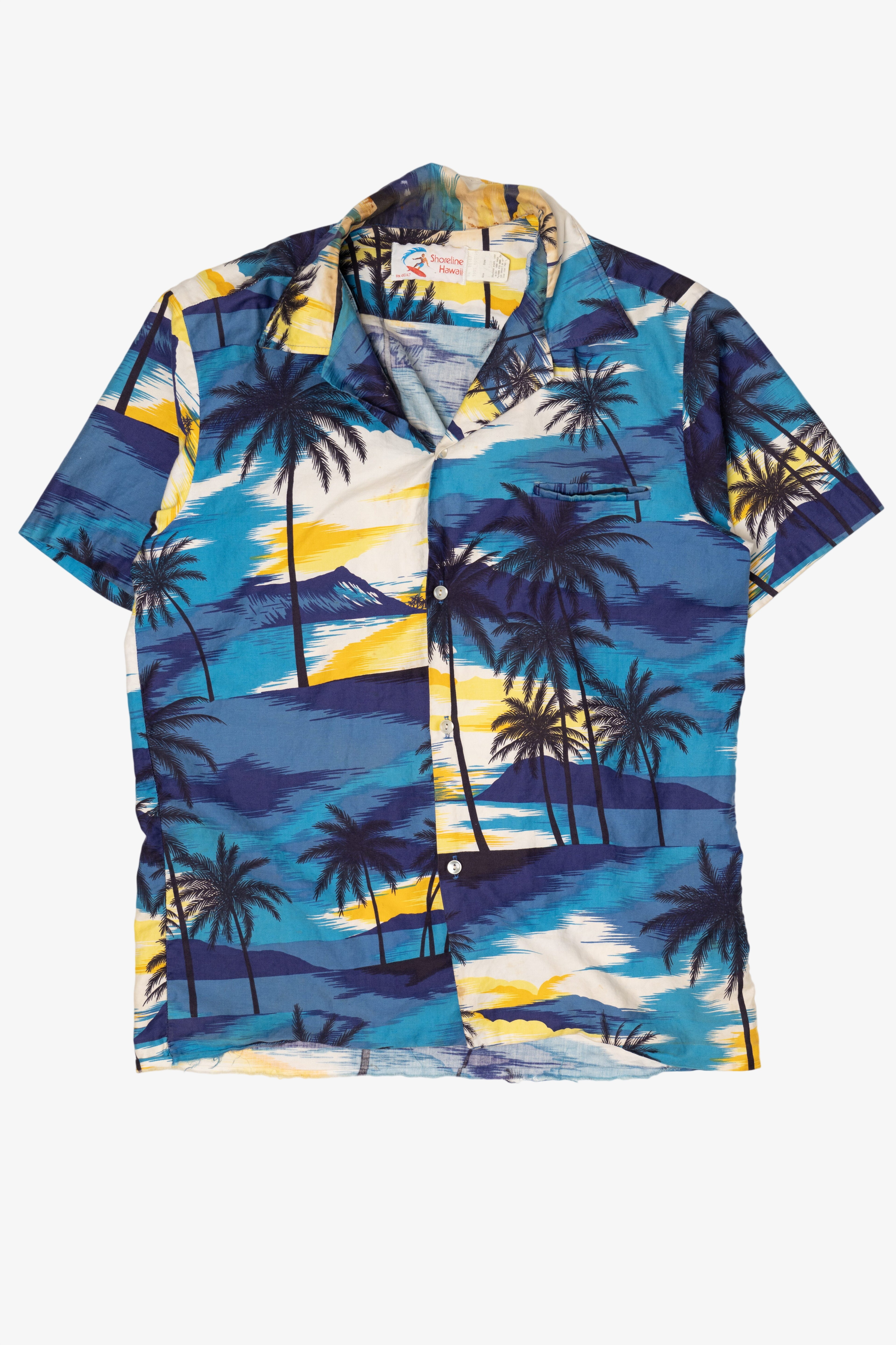 Vintage Blue Shoreline Hawaii Hawaiian Shirt (1980s)