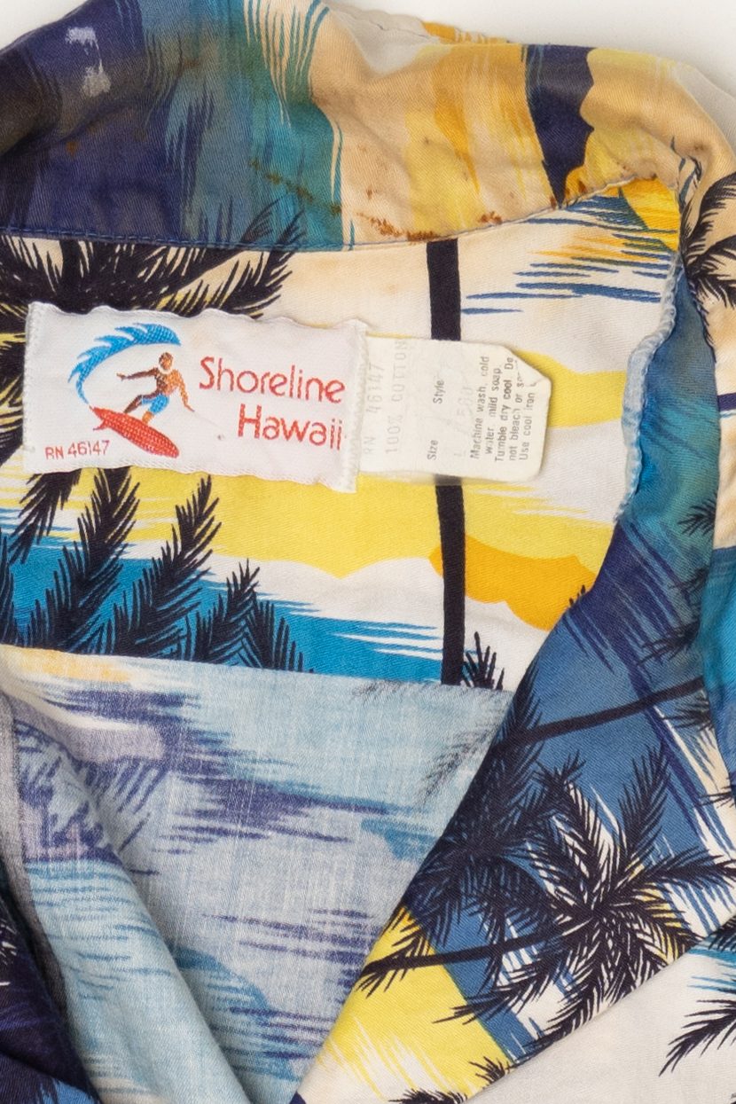 Vintage Blue Shoreline Hawaii Hawaiian Shirt (1980s)