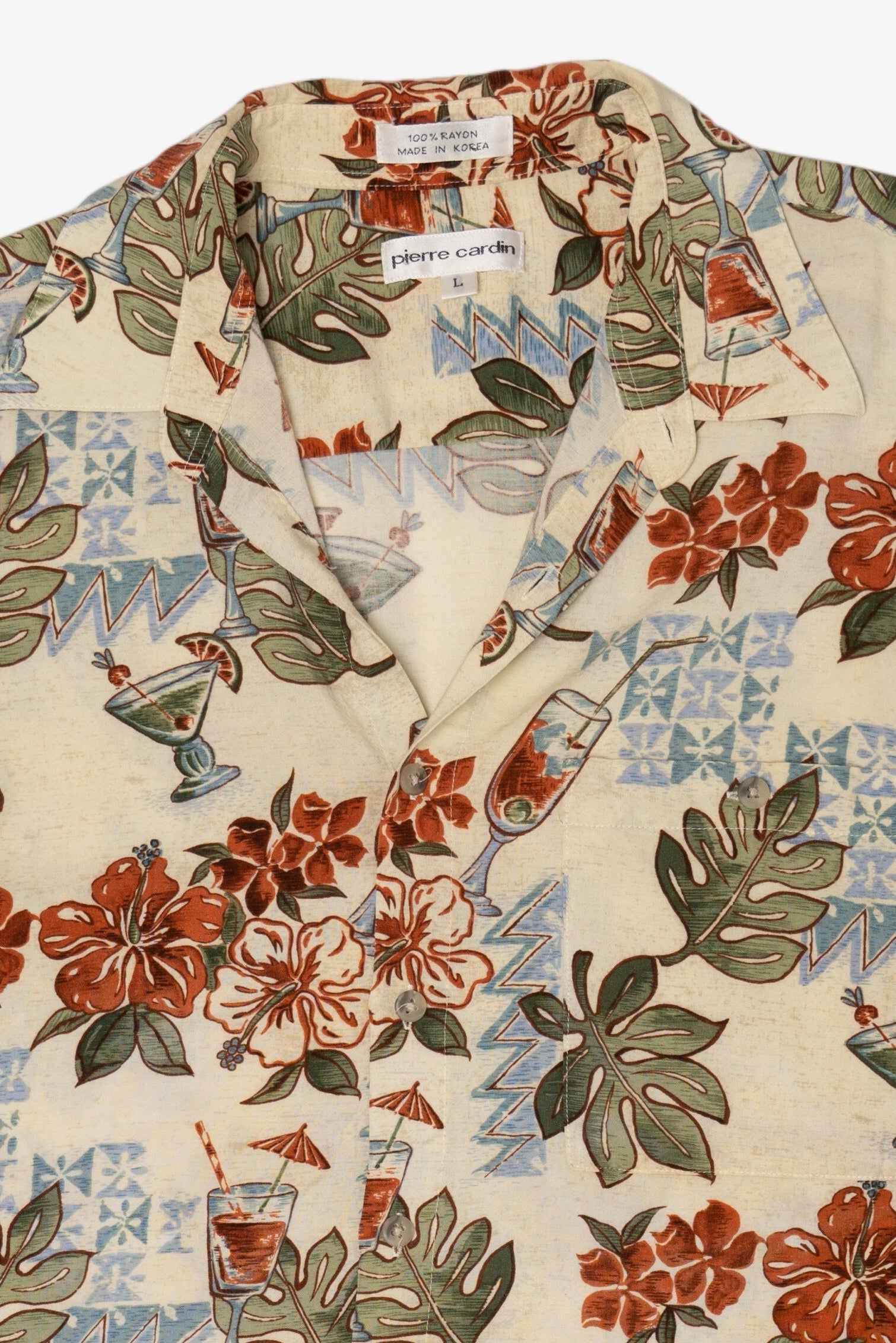 Vintage Beige Pierre Cardin Hawaiian Shirt (1990s)