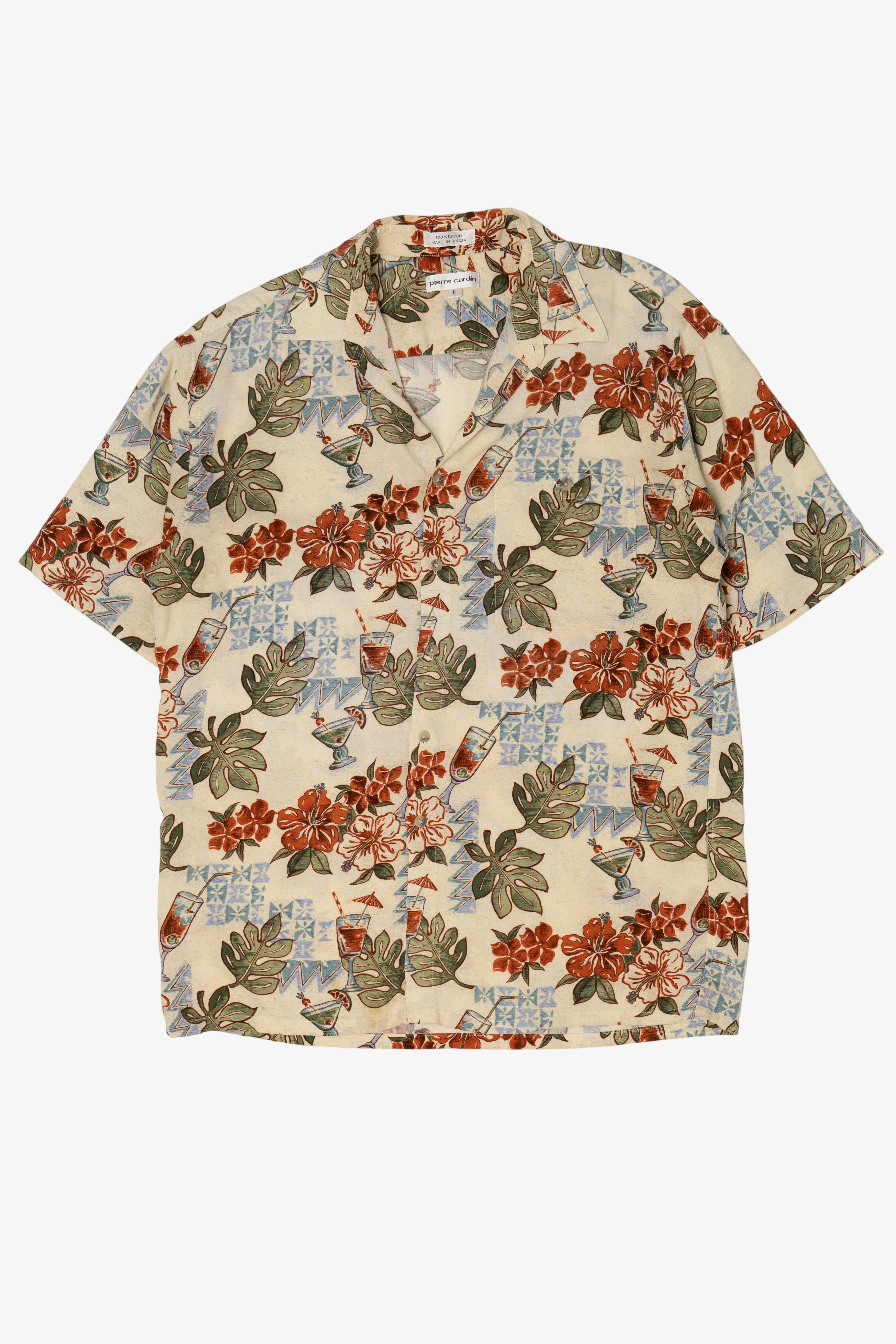 Vintage Beige Pierre Cardin Hawaiian Shirt (1990s)