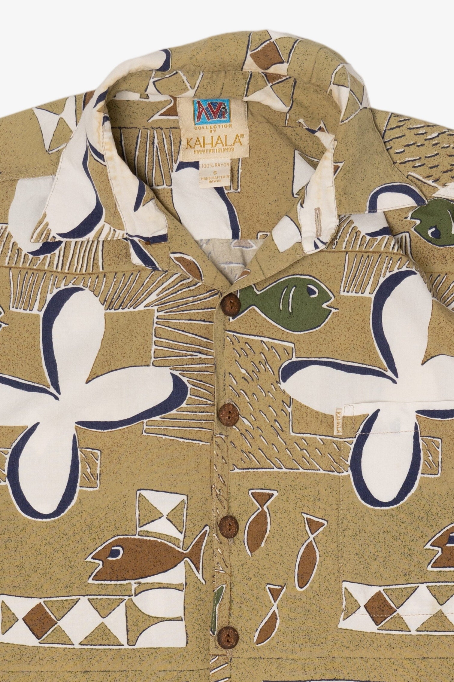 Vintage Beige Kahala Handcrafted Hawaiian Shirt (2000s)