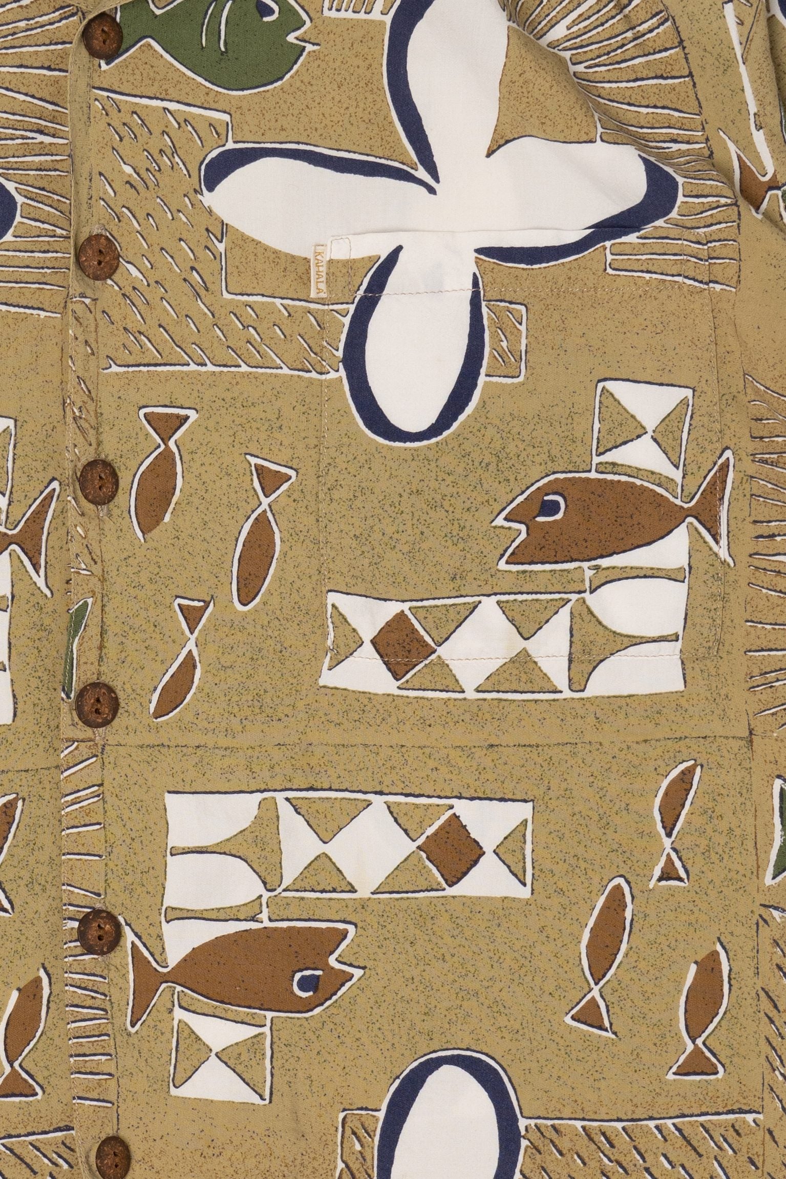 Vintage Beige Kahala Handcrafted Hawaiian Shirt (2000s)