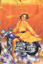 Vintage Thums Up Sportswear Motorcycle Pin-Up Hawaiian Shirt (2000s)