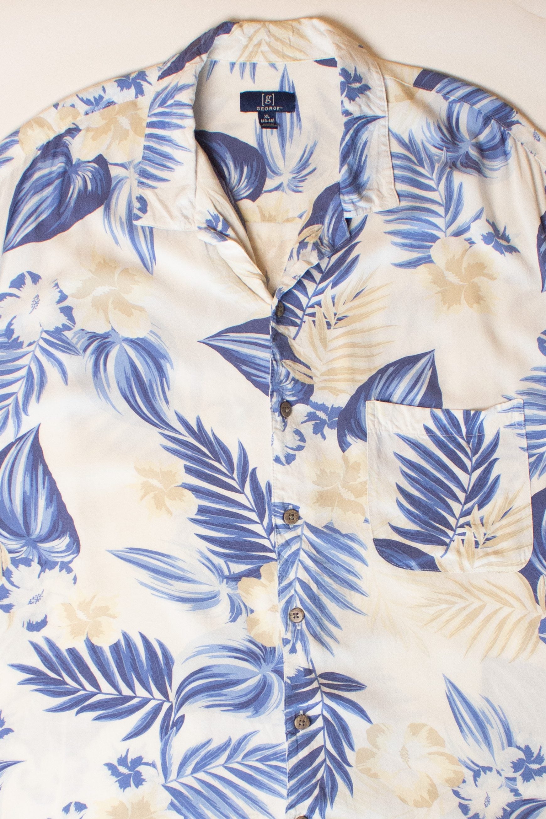 Vintage Blue Leaves Hawaiian Shirt (2000s)