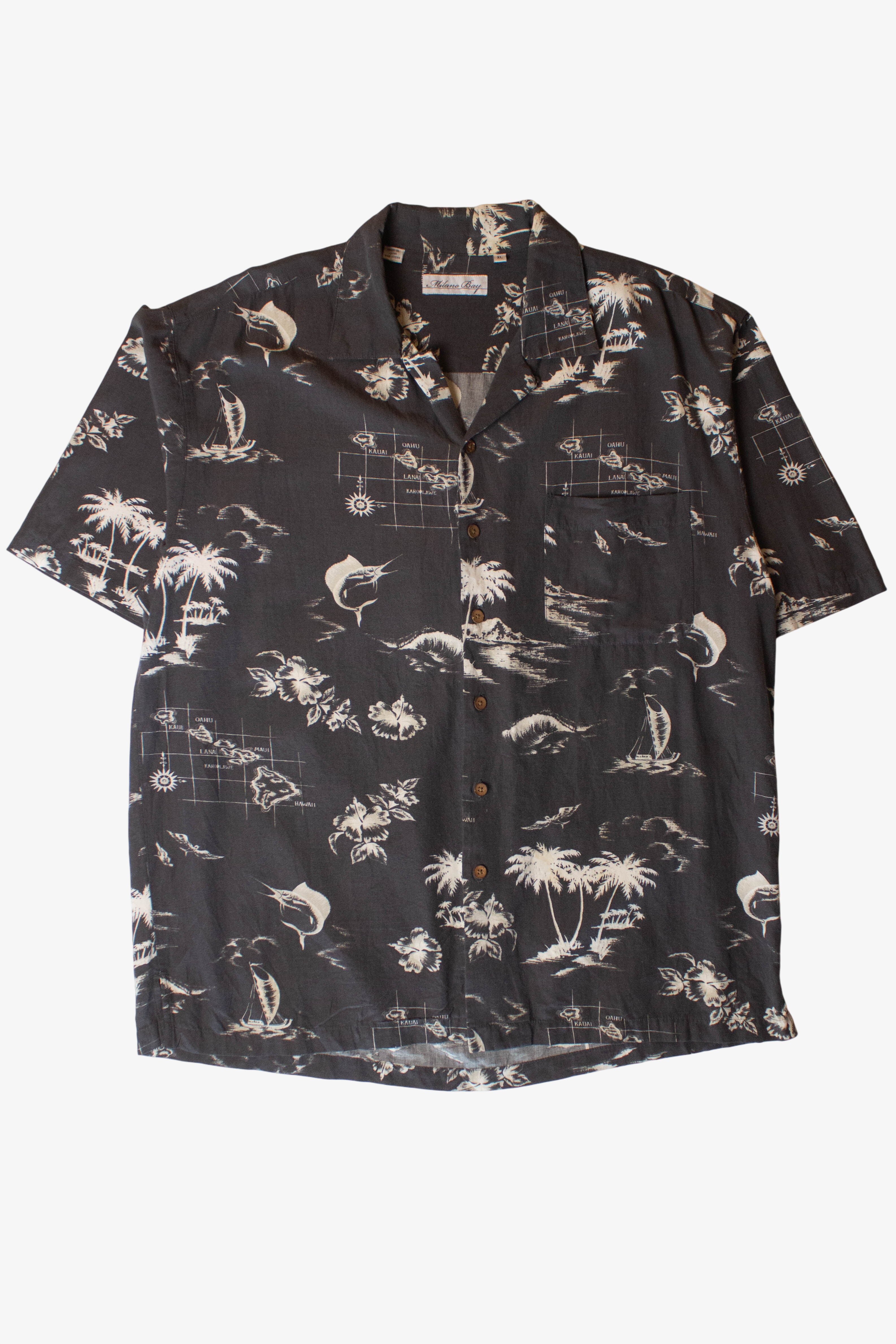 Vintage Island Map Hawaiian Shirt (1990s)