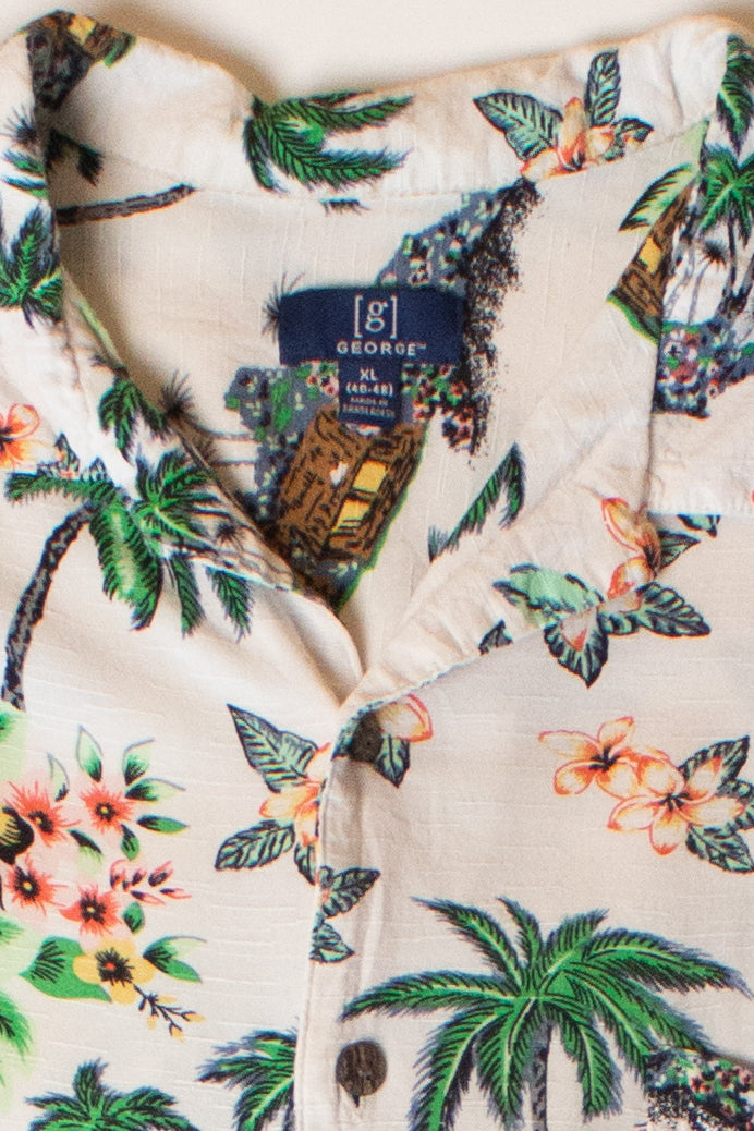 Vintage Floral Cabins Hawaiian Shirt (2000s)