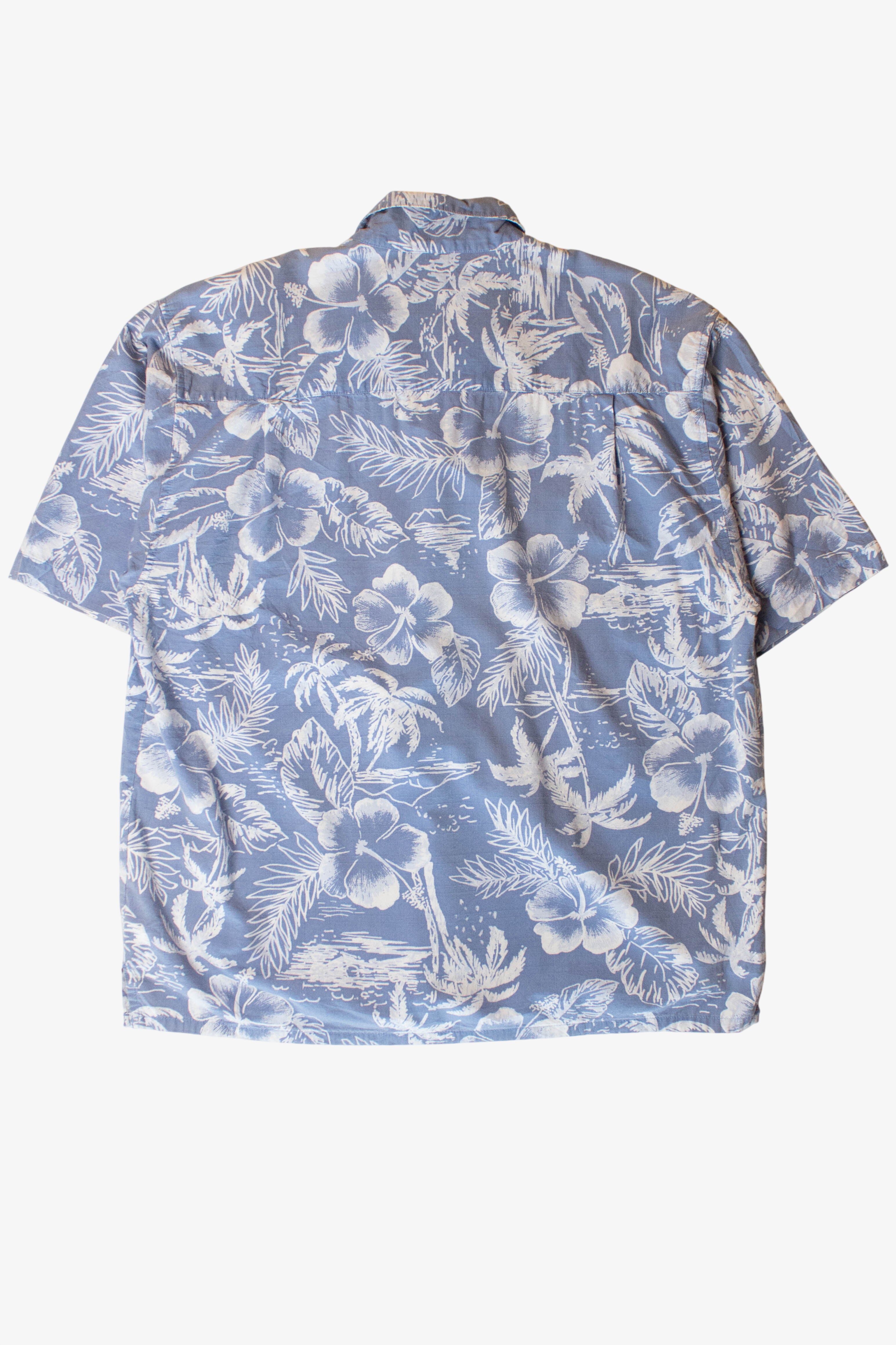 Blue Monochrome Hibiscus Hawaiian Shirt (2010s)