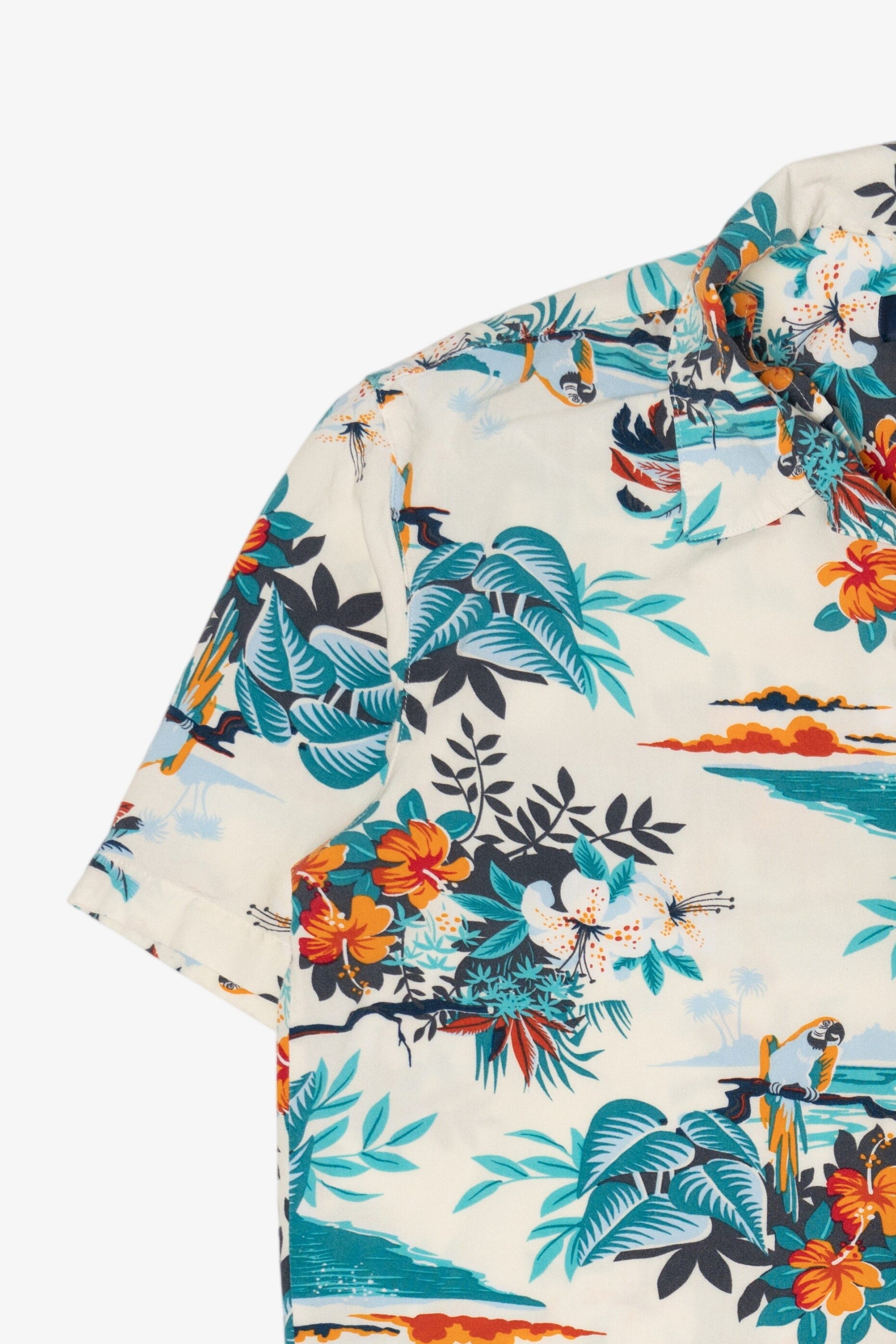White Tropical George Hawaiian Button Up Shirt (2010s)