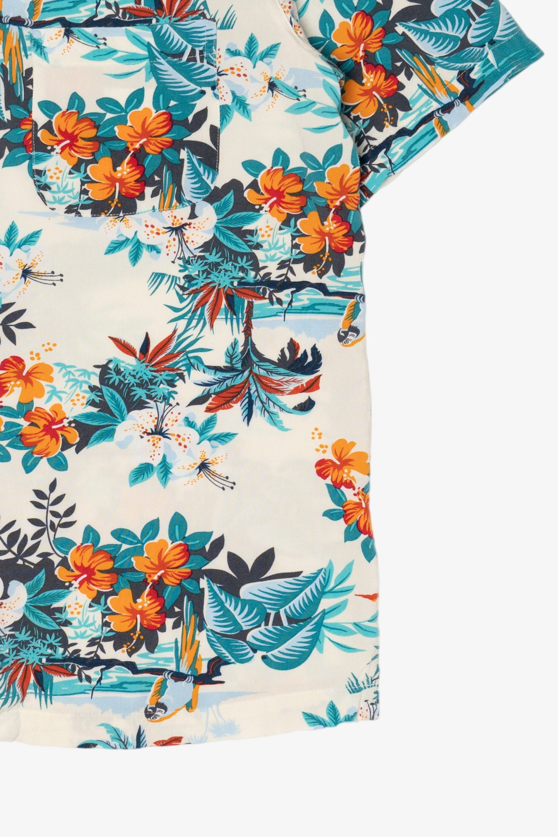 White Tropical George Hawaiian Button Up Shirt (2010s)