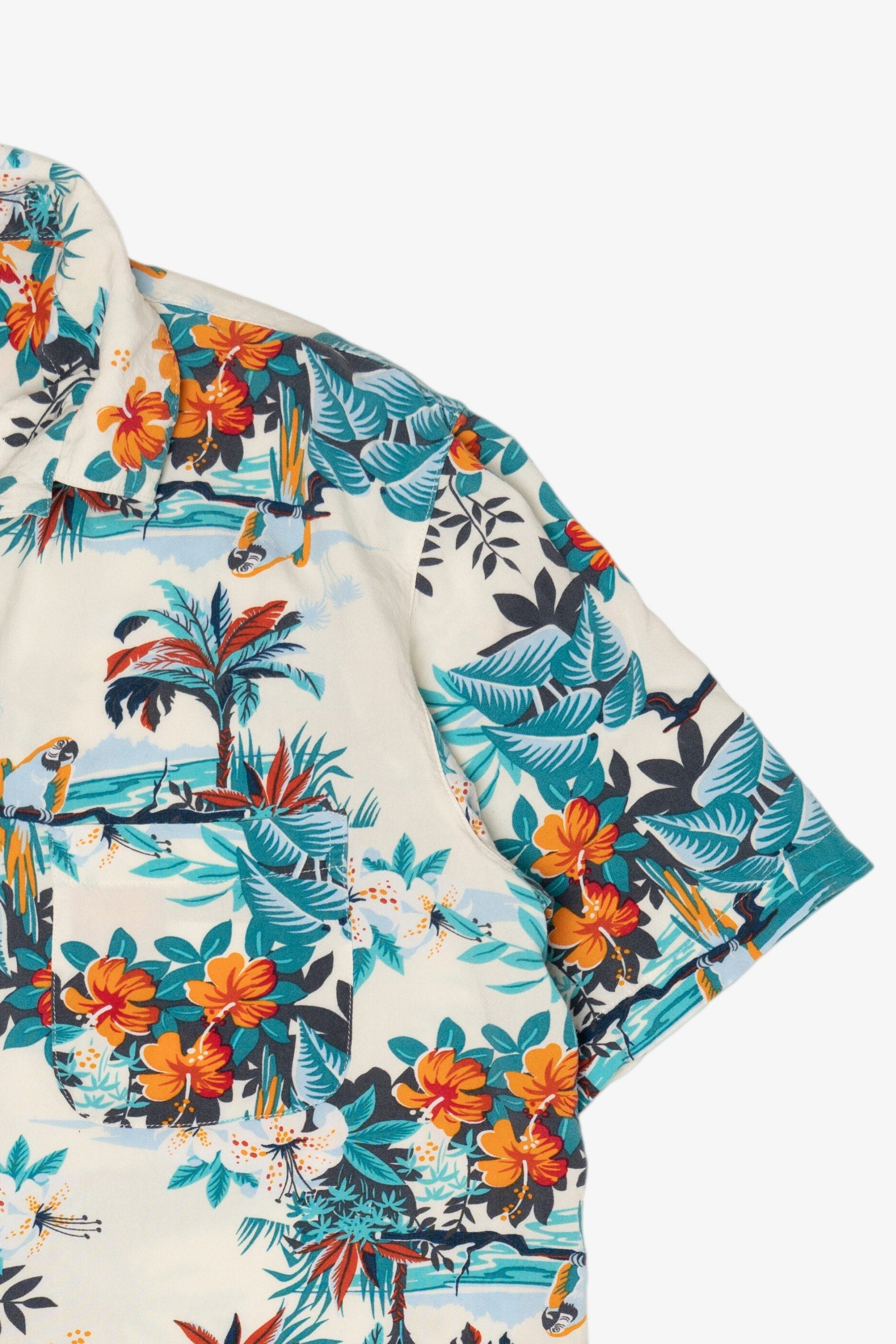 White Tropical George Hawaiian Button Up Shirt (2010s)