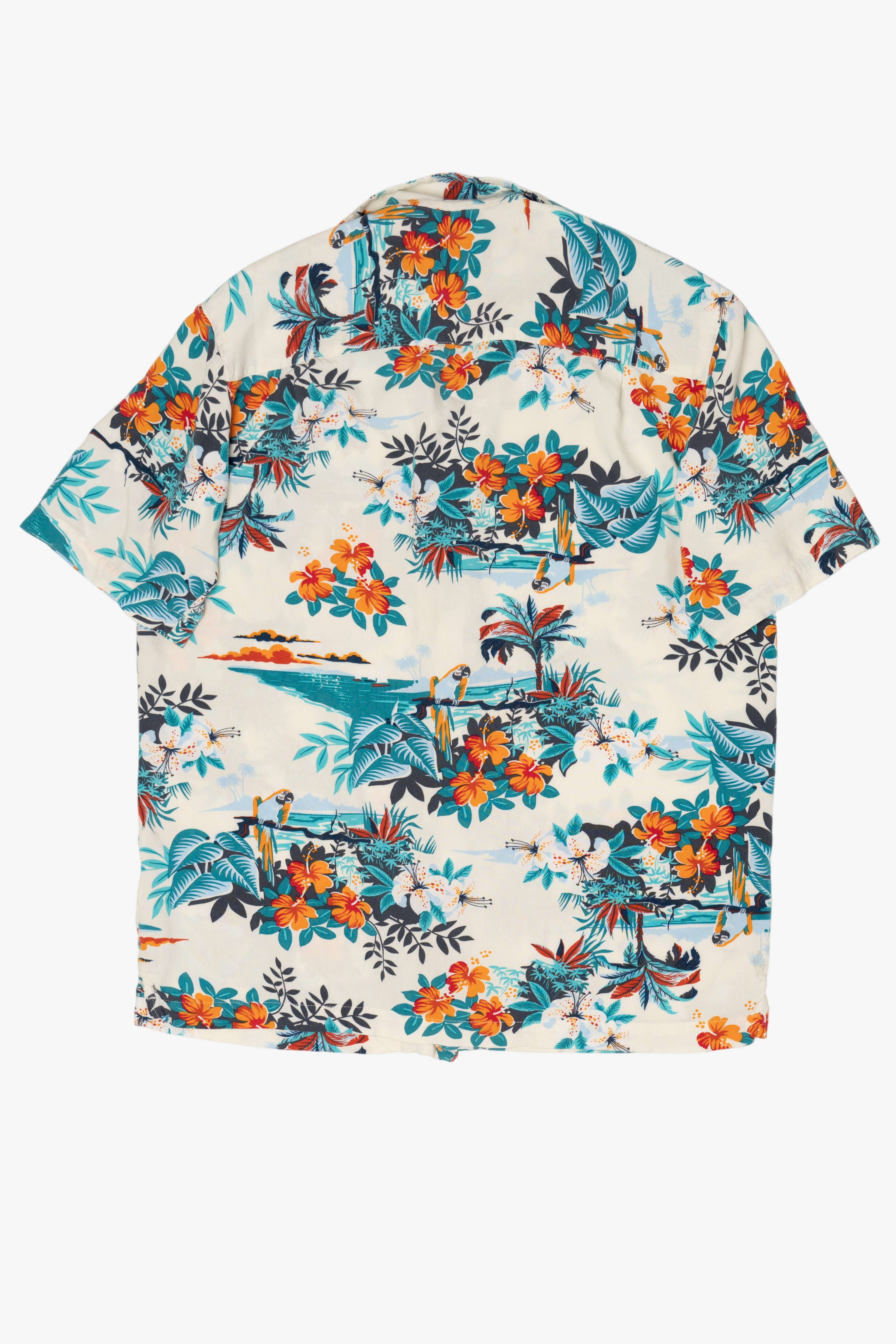 White Tropical George Hawaiian Button Up Shirt (2010s)