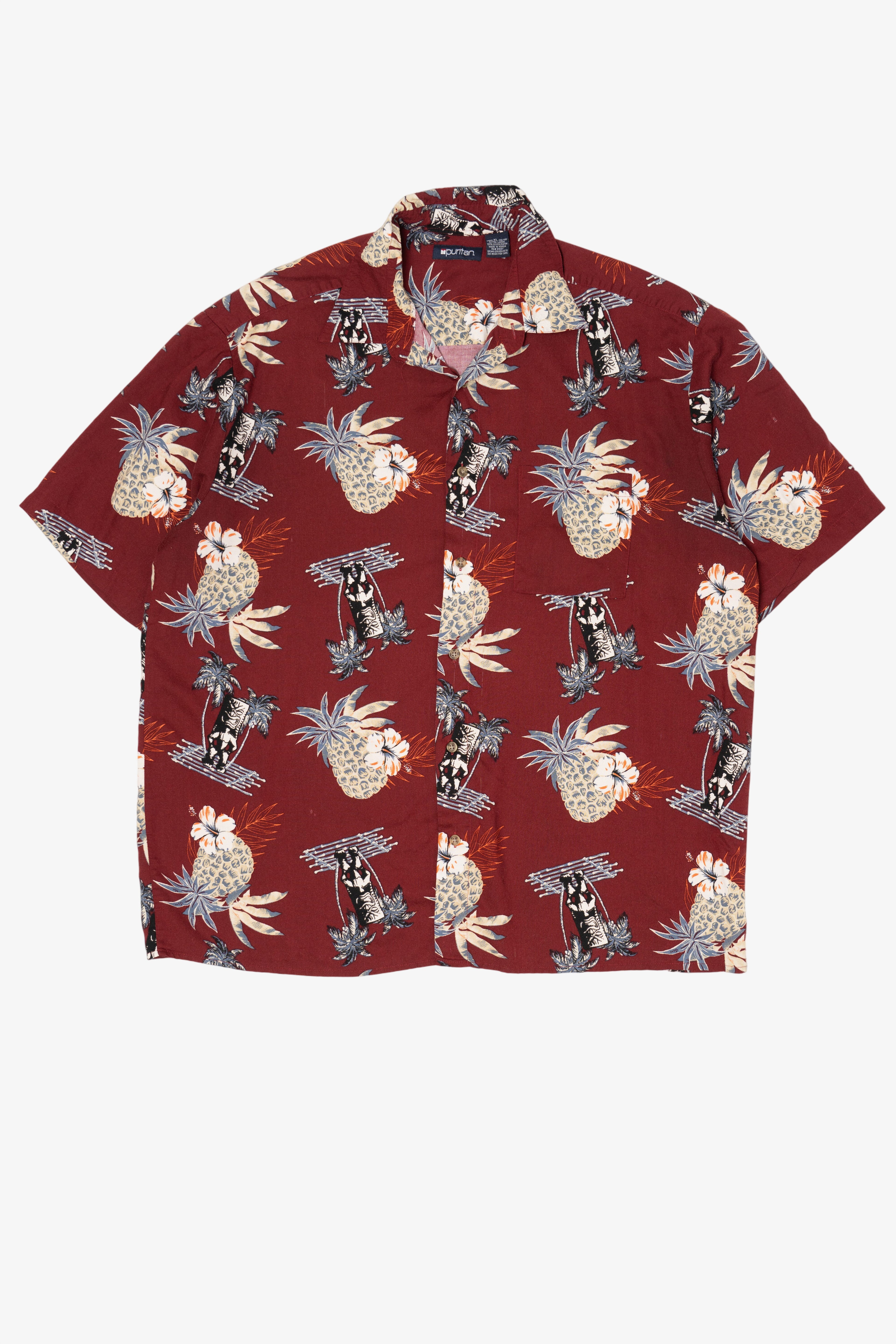 Burgundy Puritan Hawaiian Button Up Shirt (2000s)