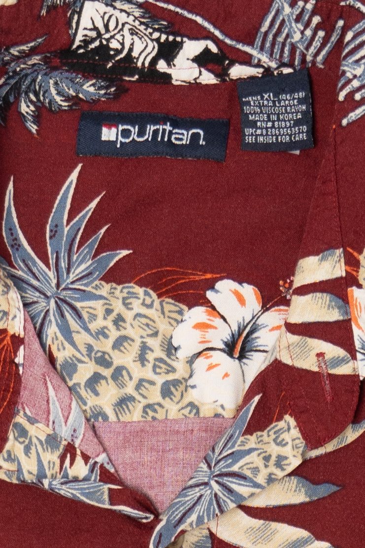Burgundy Puritan Hawaiian Button Up Shirt (2000s)
