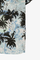 Light Blue Denim & Flower Hawaiian Button Up Shirt (2020s)