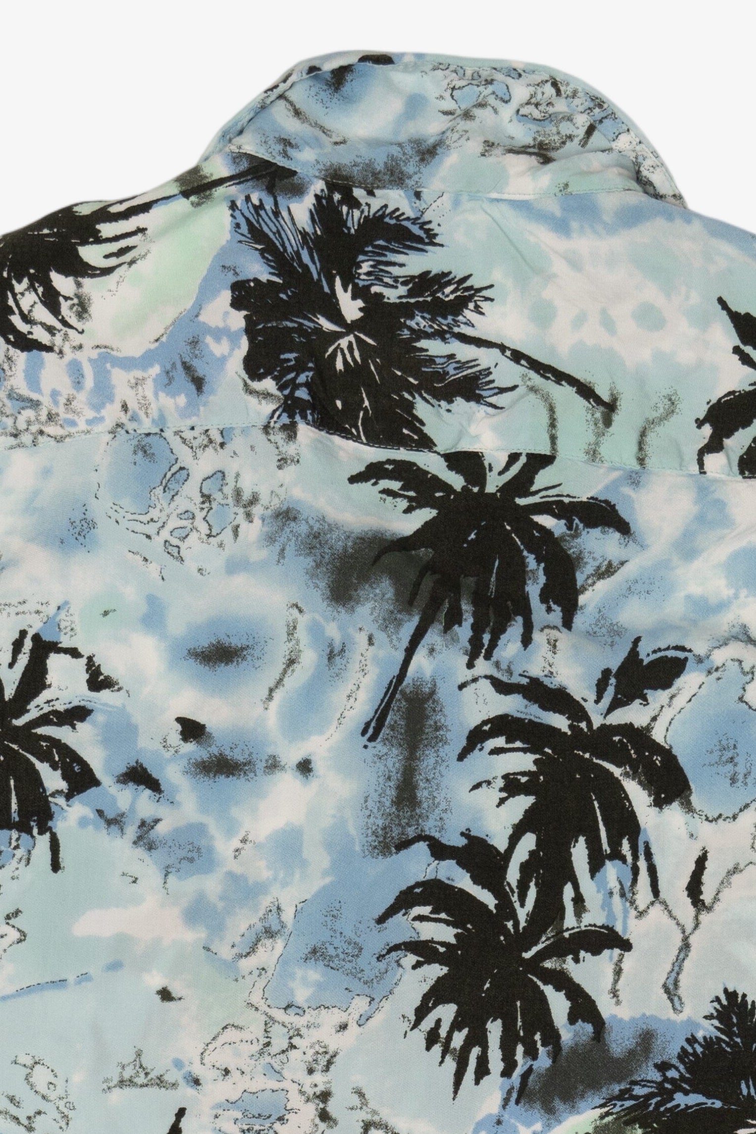 Light Blue Denim & Flower Hawaiian Button Up Shirt (2020s)