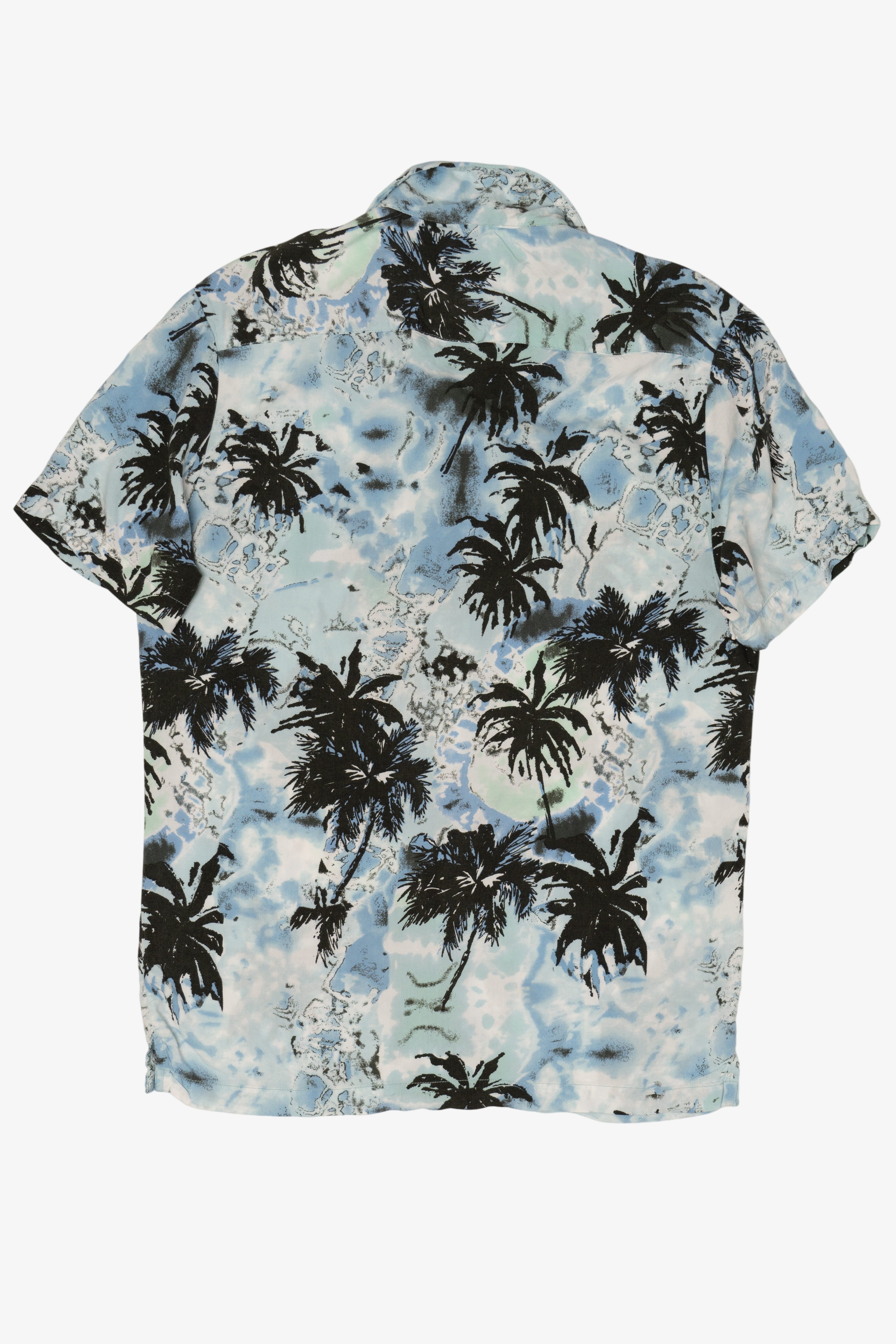 Light Blue Denim & Flower Hawaiian Button Up Shirt (2020s)