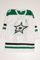 White & Green Star D Captains Hockey Jersey