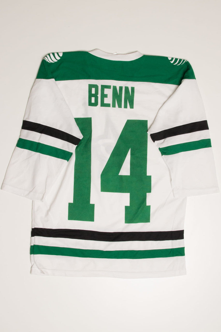White & Green Star D Captains Hockey Jersey