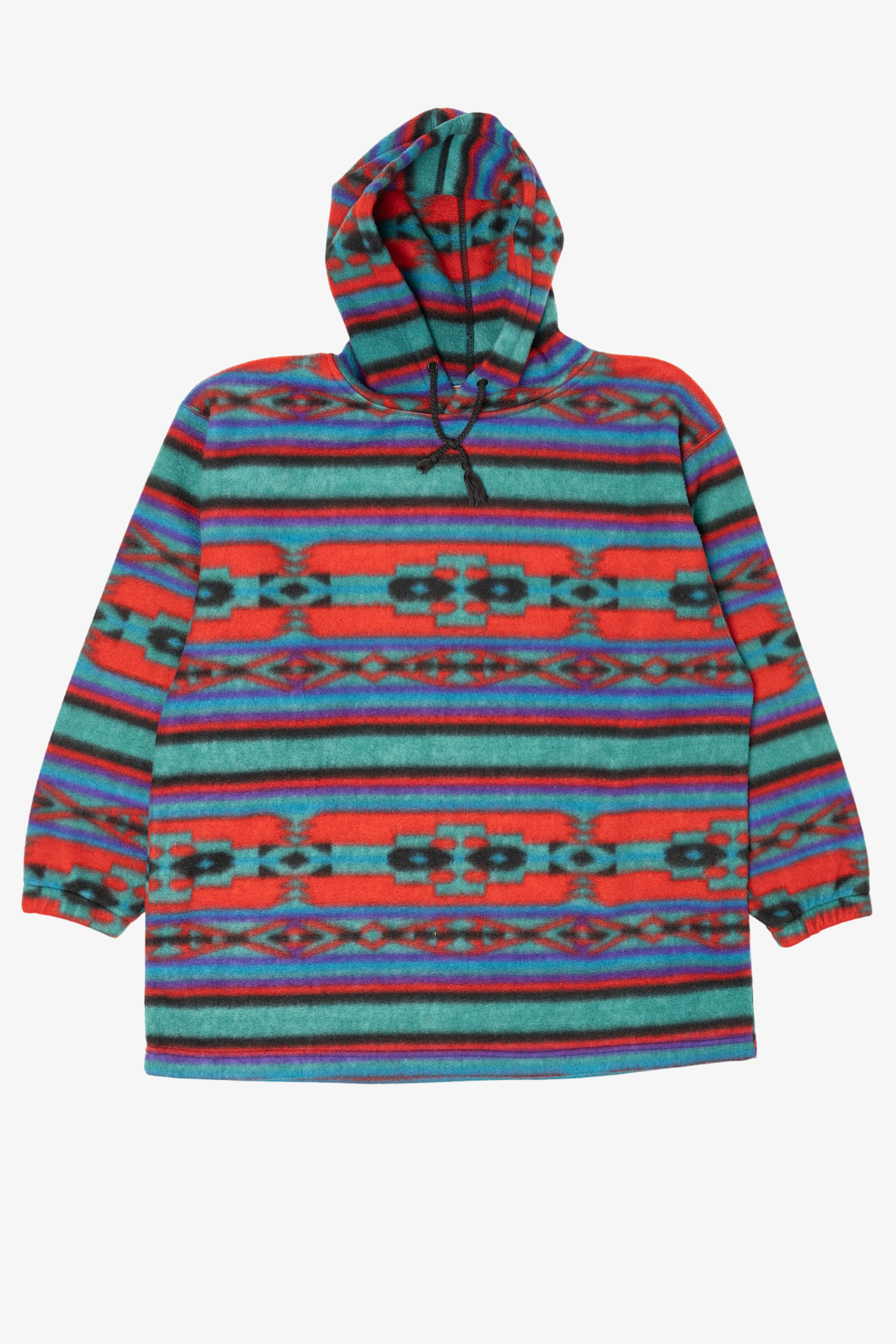 Vintage Colorful Southwestern Aztec Pattern Hooded Sweatshirt (1990s)