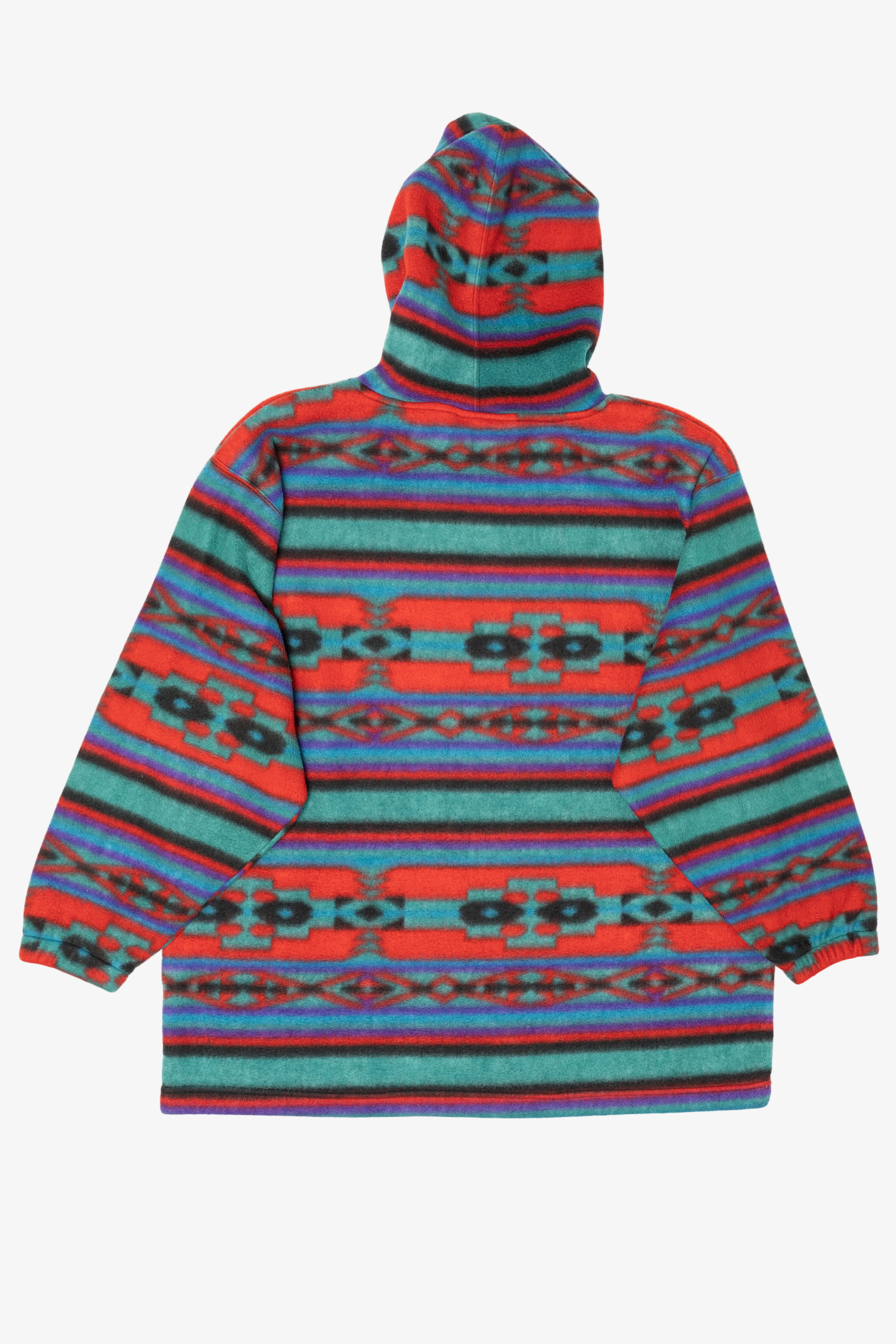Vintage Colorful Southwestern Aztec Pattern Hooded Sweatshirt (1990s)