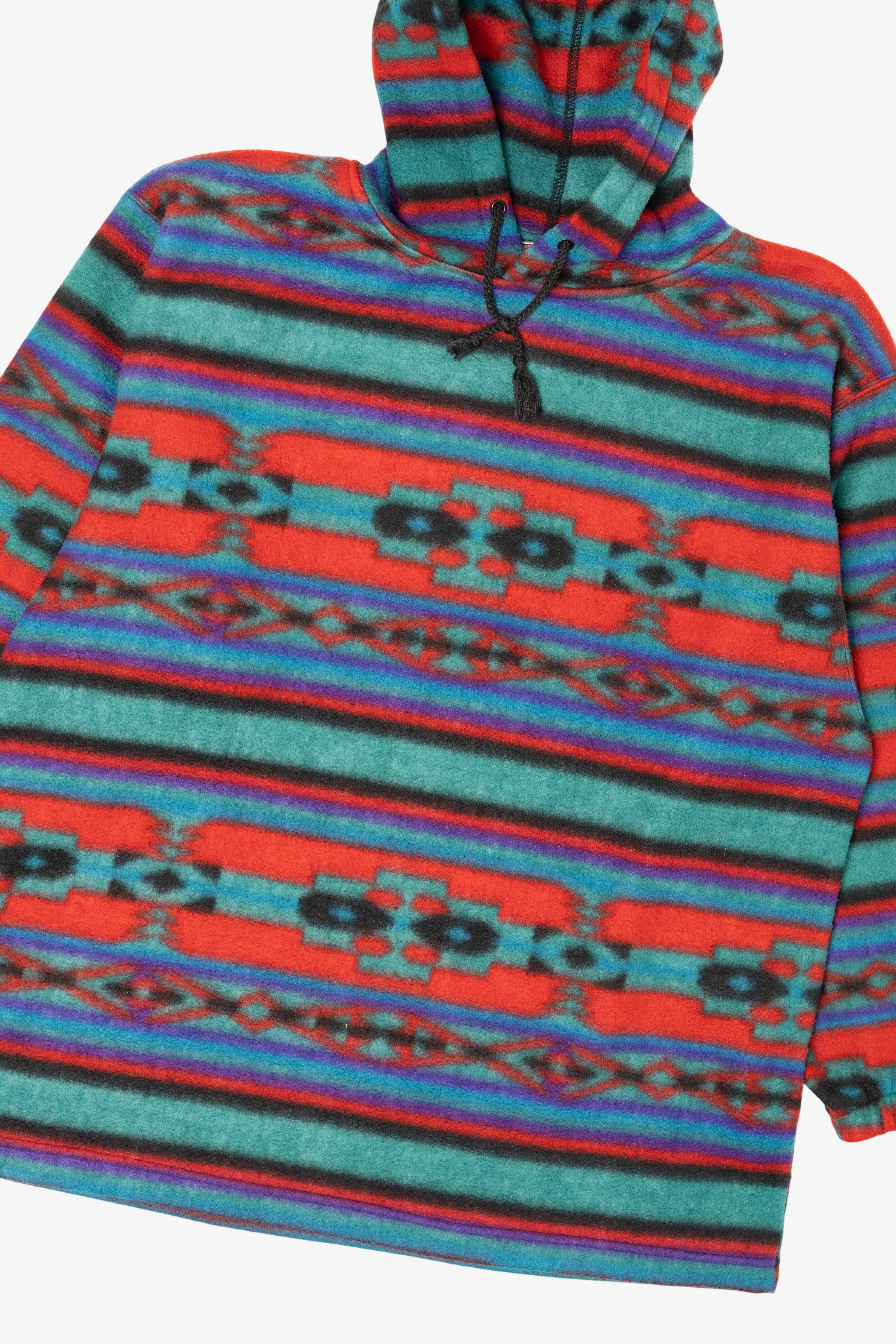 Vintage Colorful Southwestern Aztec Pattern Hooded Sweatshirt (1990s)
