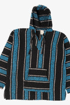 Vintage Blue And Black Hooded Baja Sweatshirt (1990s)