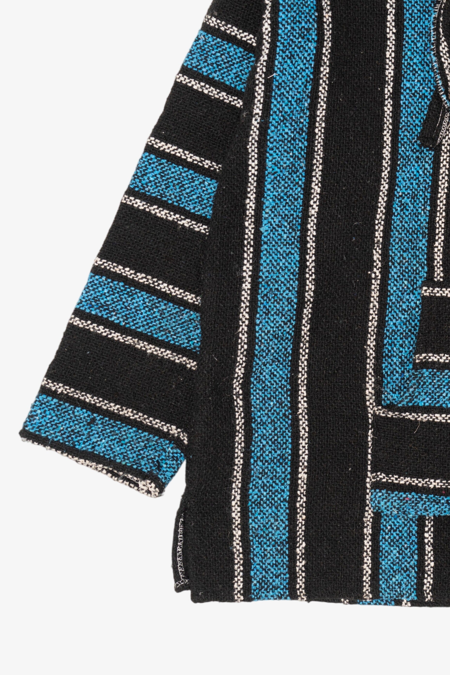 Vintage Blue And Black Hooded Baja Sweatshirt (1990s)