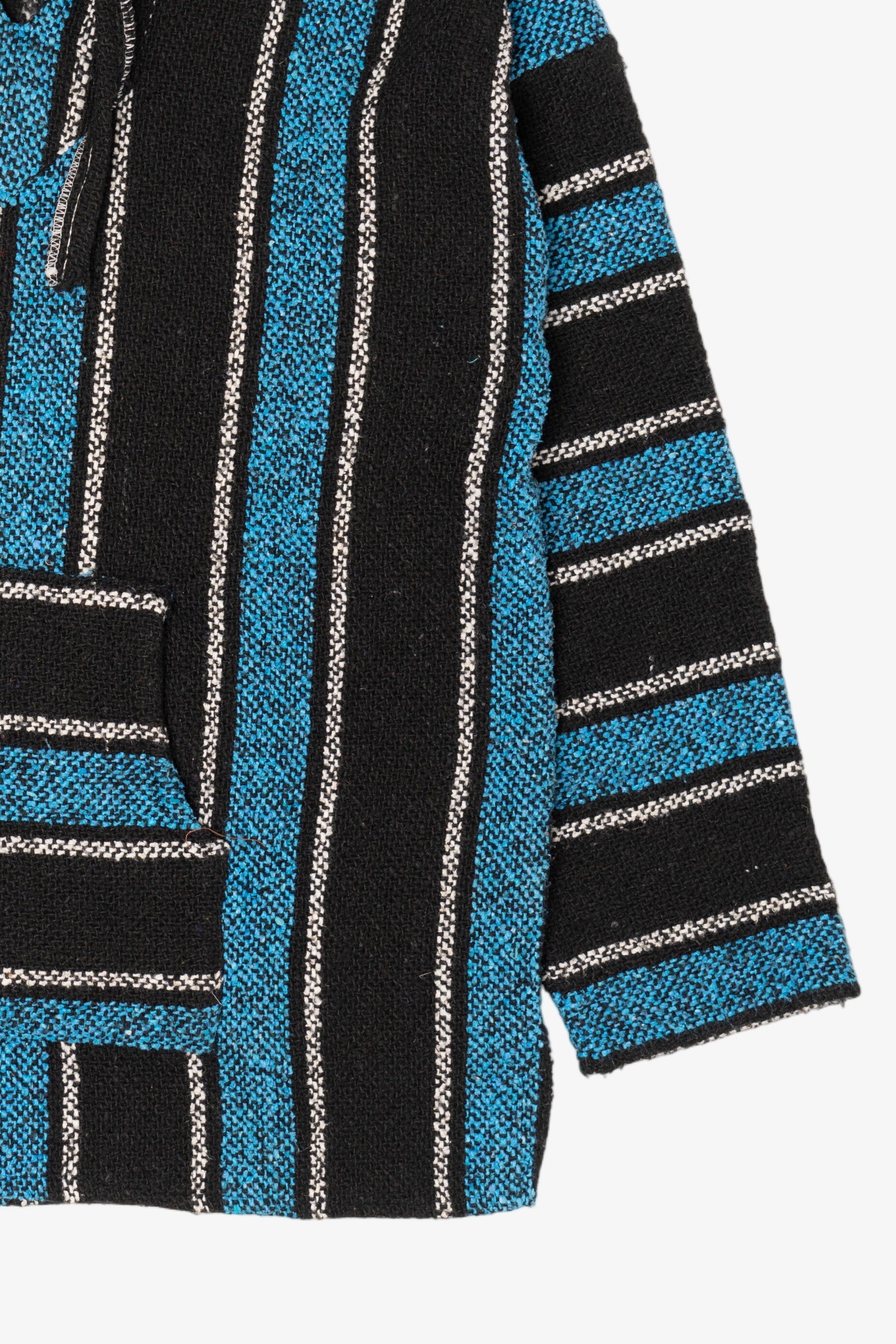 Vintage Blue And Black Hooded Baja Sweatshirt (1990s)