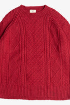 Vintage Hand Knit The Limited Cherry Red Fisherman Sweater (2000s)