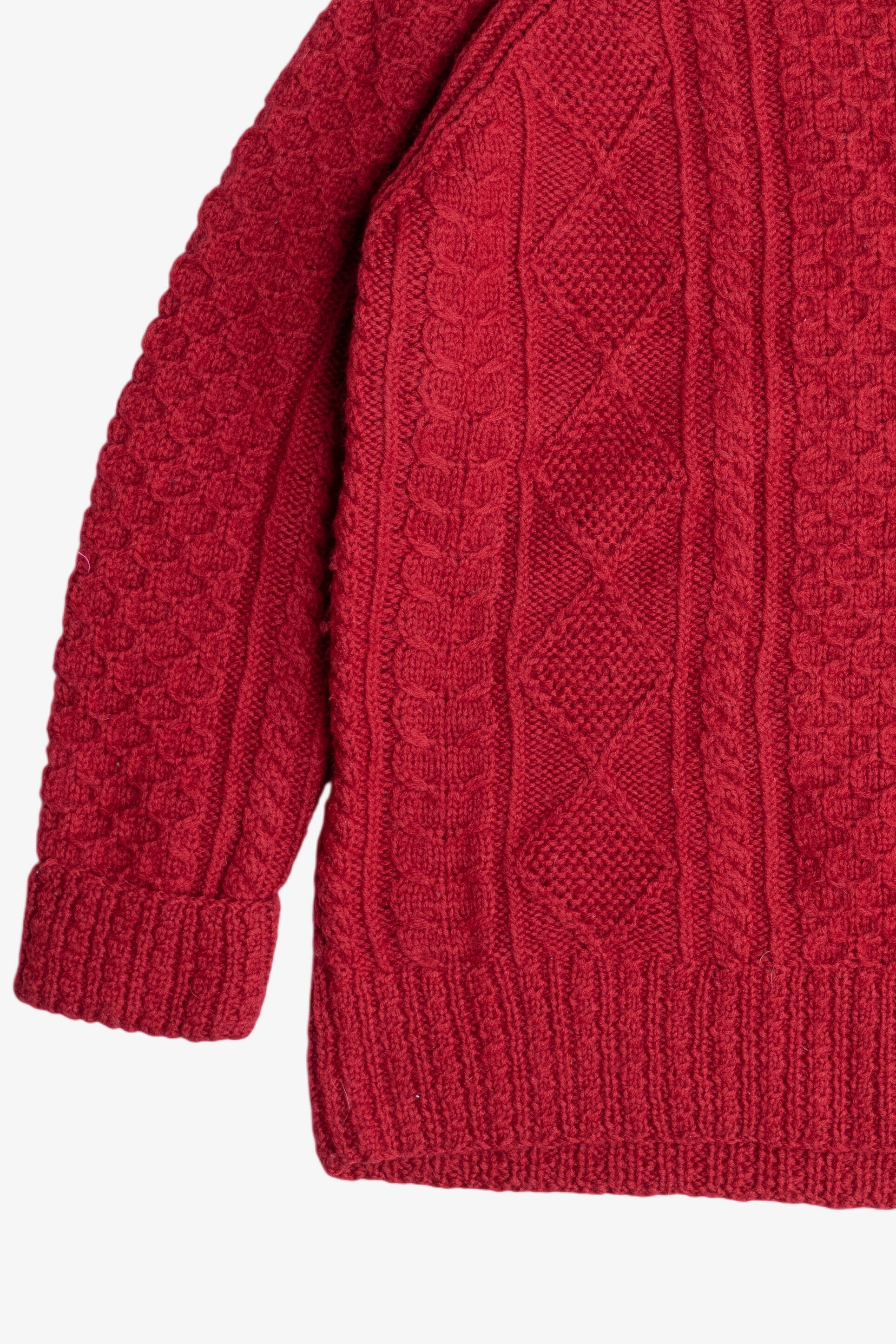 Vintage Hand Knit The Limited Cherry Red Fisherman Sweater (2000s)