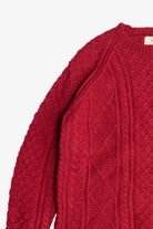 Vintage Hand Knit The Limited Cherry Red Fisherman Sweater (2000s)
