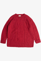 Vintage Hand Knit The Limited Cherry Red Fisherman Sweater (2000s)