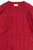 Vintage Hand Knit The Limited Cherry Red Fisherman Sweater (2000s)