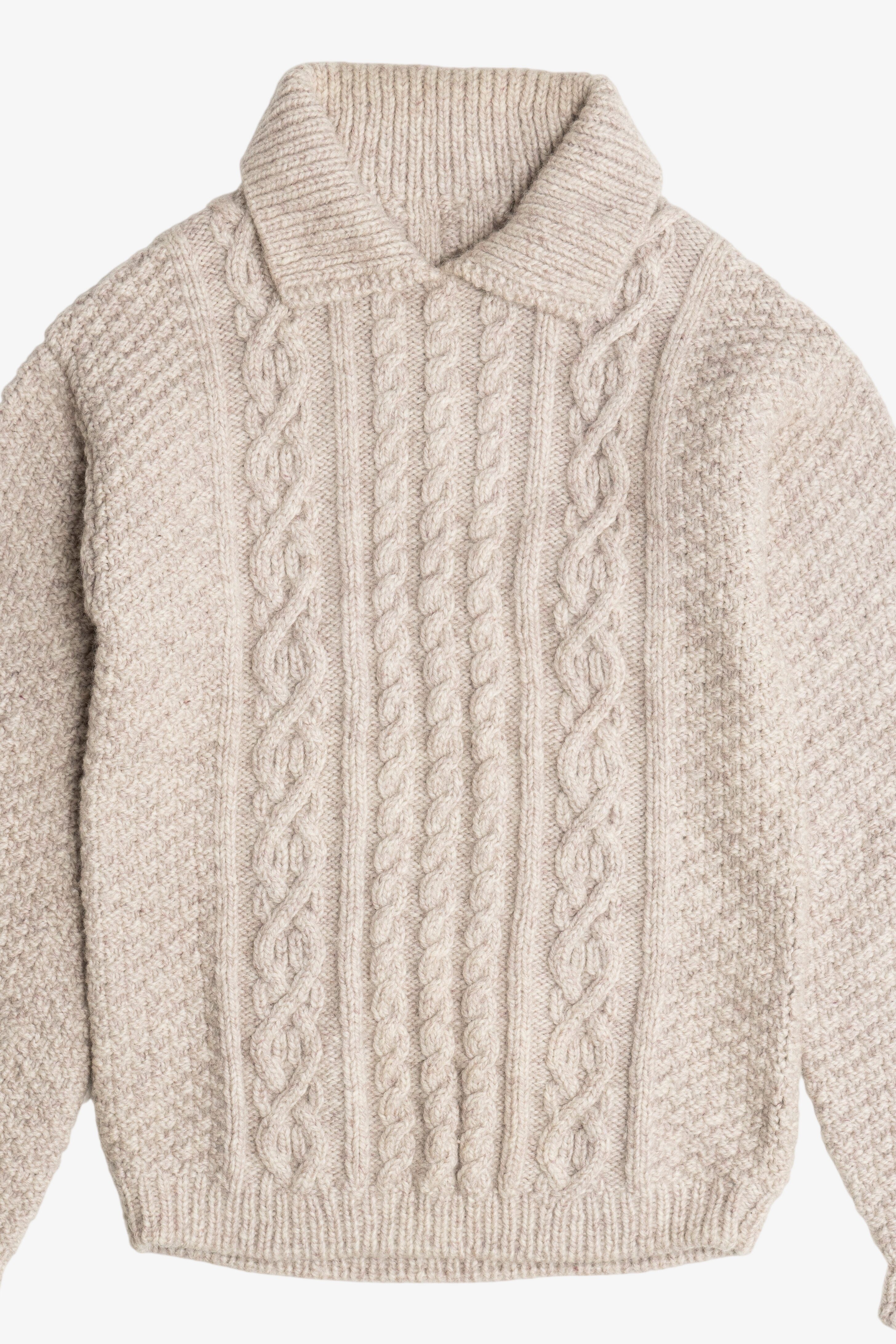 Vintage Cable Knit Fisherman Sweater With Collar (1980s)
