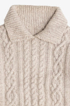 Vintage Cable Knit Fisherman Sweater With Collar (1980s)