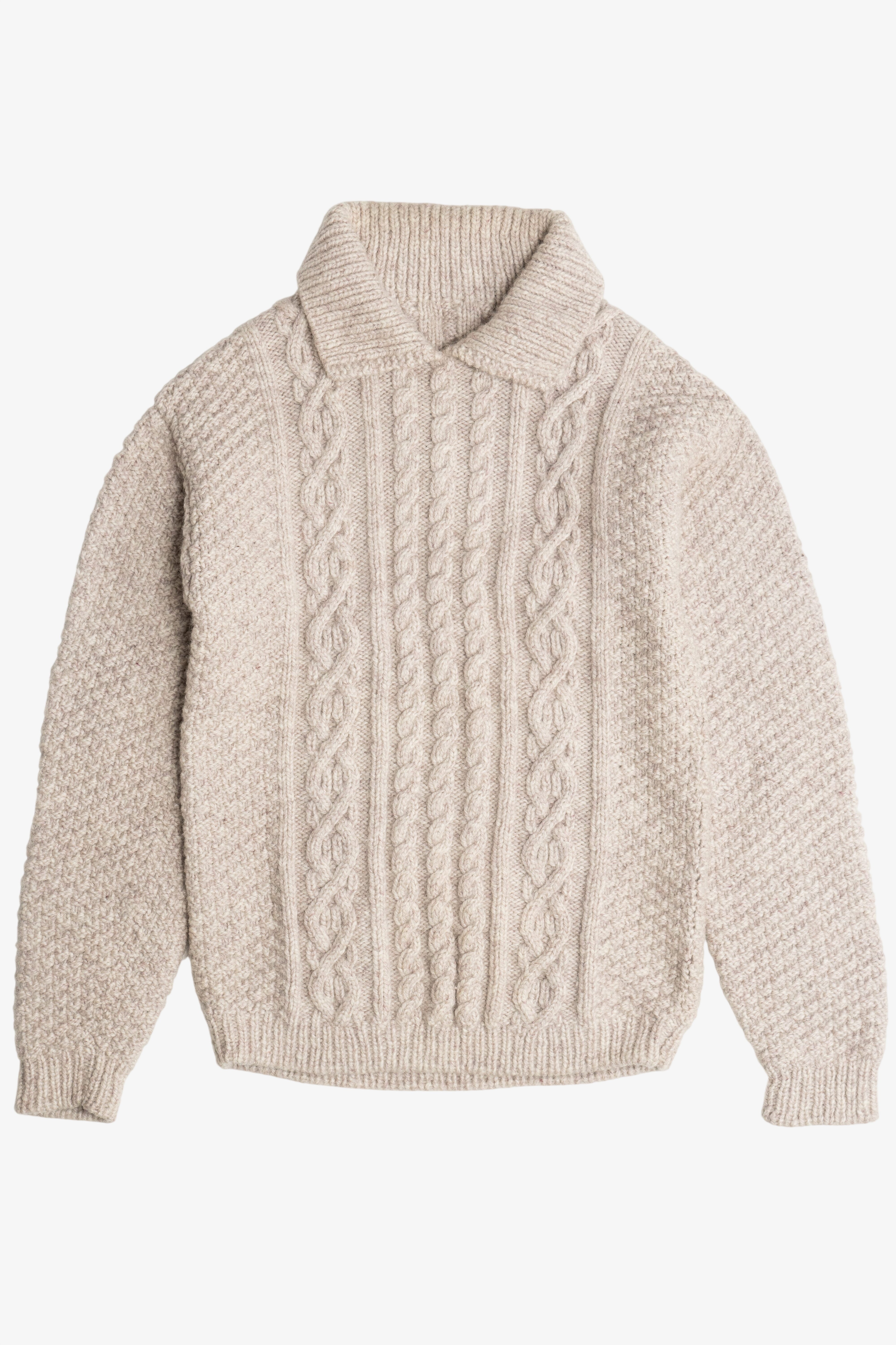 Vintage Cable Knit Fisherman Sweater With Collar (1980s)