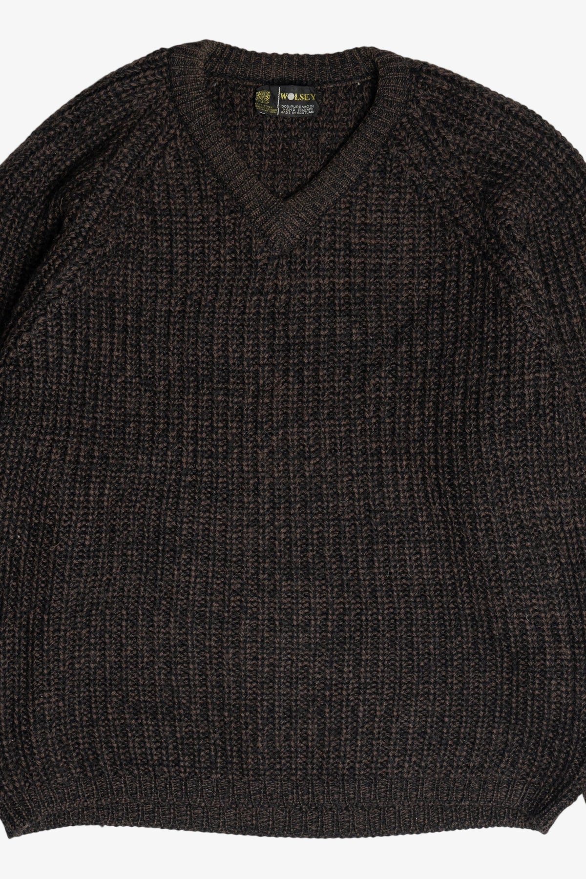 Vintage Brown V-Neck Wolsey Fisherman Sweater (1980s)