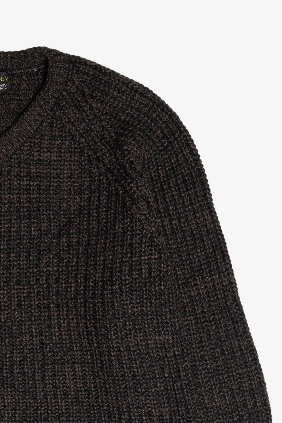 Vintage Brown V-Neck Wolsey Fisherman Sweater (1980s)