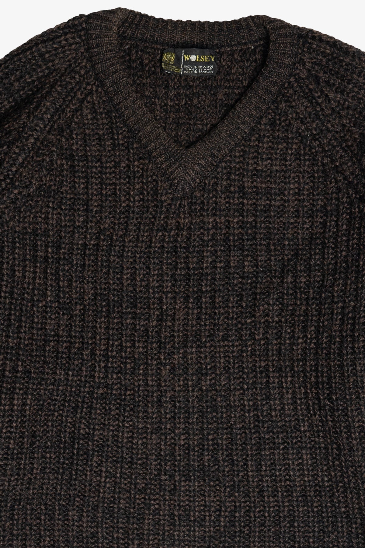 Vintage Brown V-Neck Wolsey Fisherman Sweater (1980s)