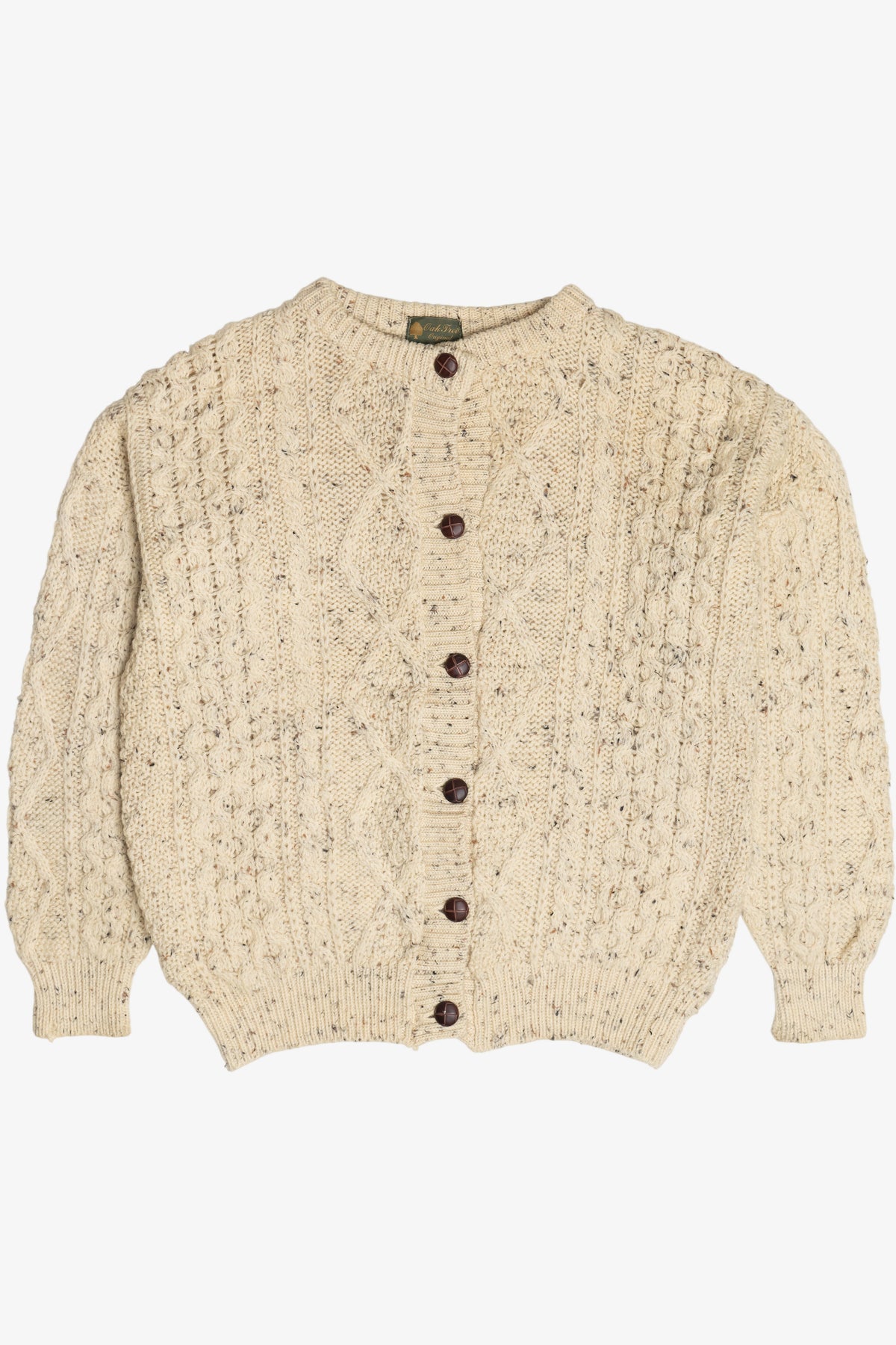 Vintage Oak Tree Originals Fisherman Cardigan Sweater (1990s)