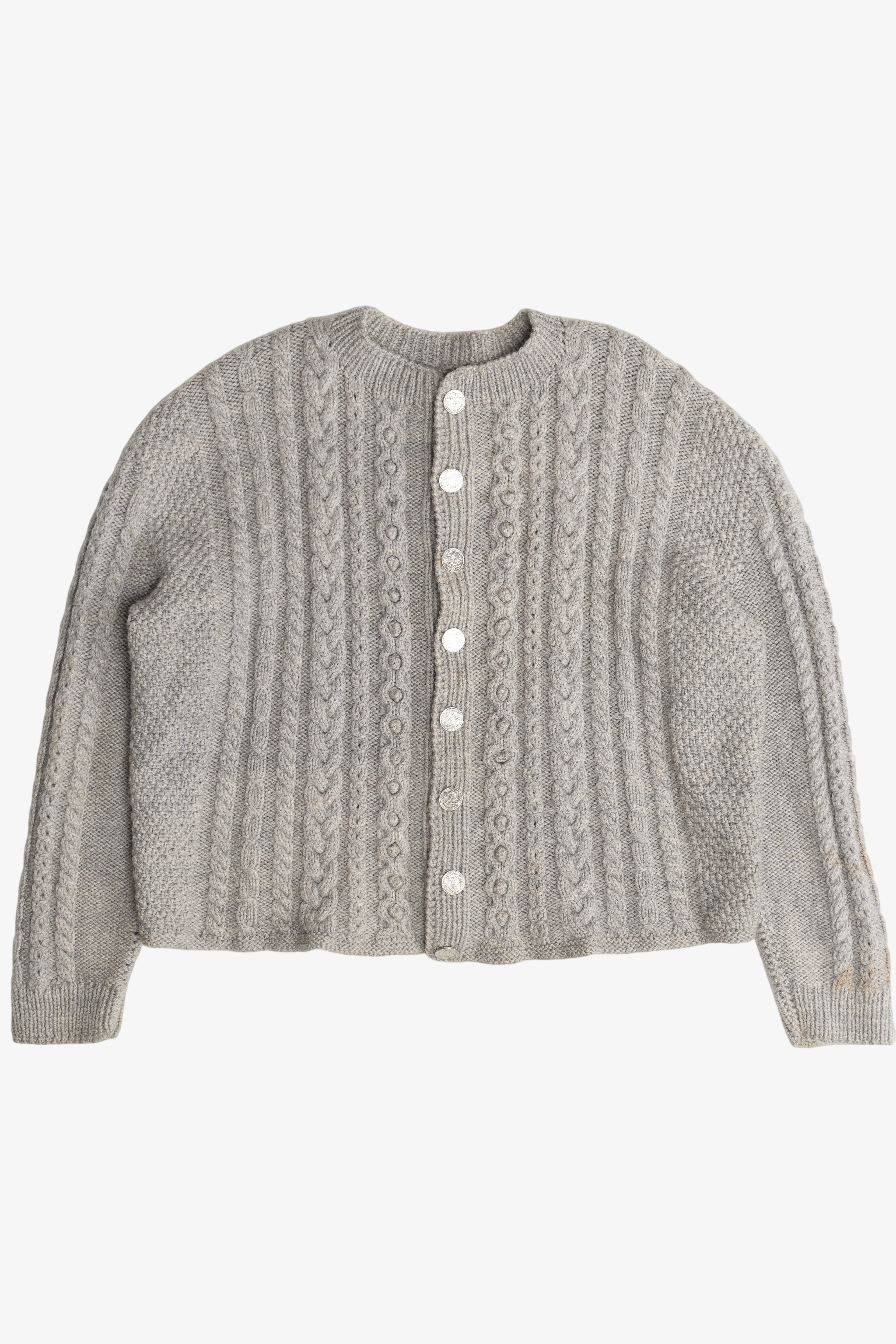 Vintage Cable Knit Cardigan Fisherman Sweater (1980s)