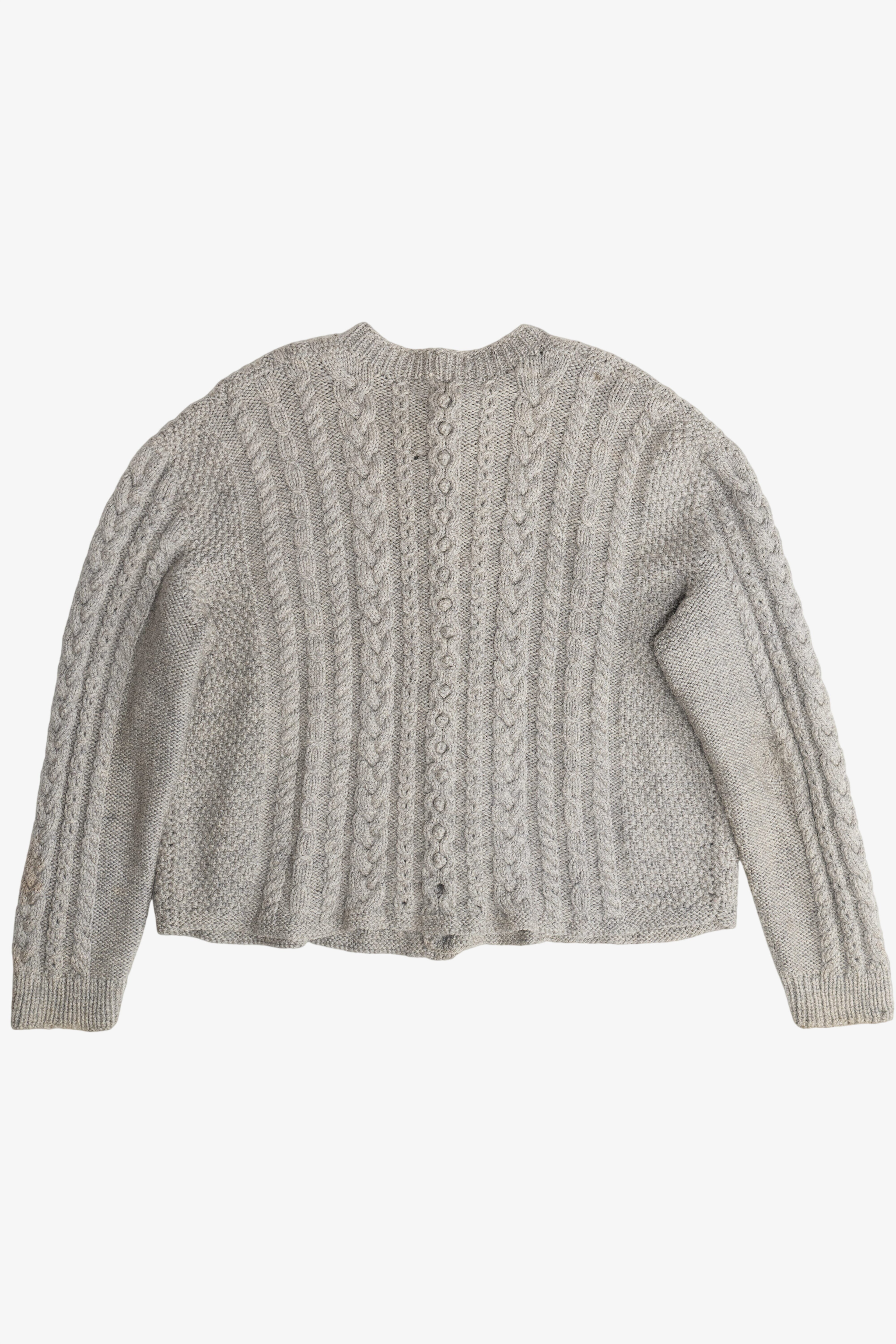 Vintage Cable Knit Cardigan Fisherman Sweater (1980s)