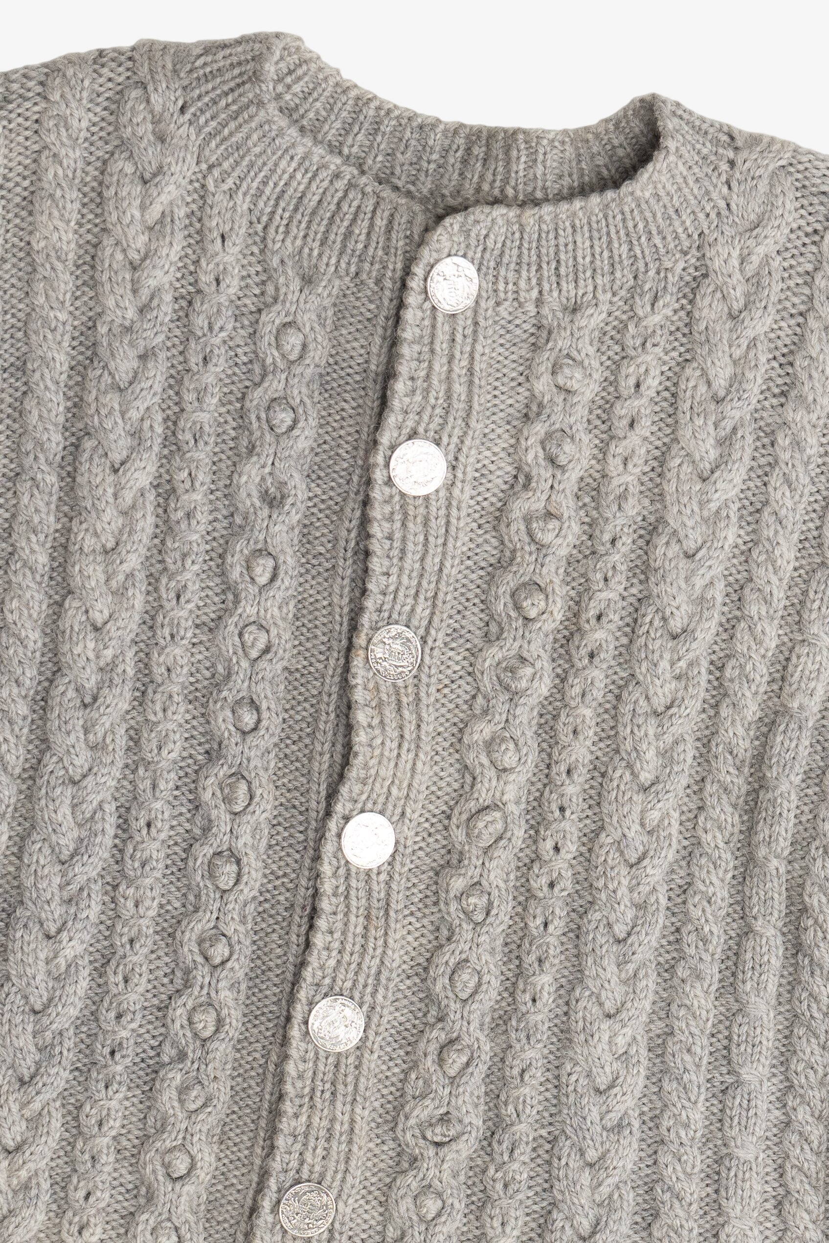 Vintage Cable Knit Cardigan Fisherman Sweater (1980s)