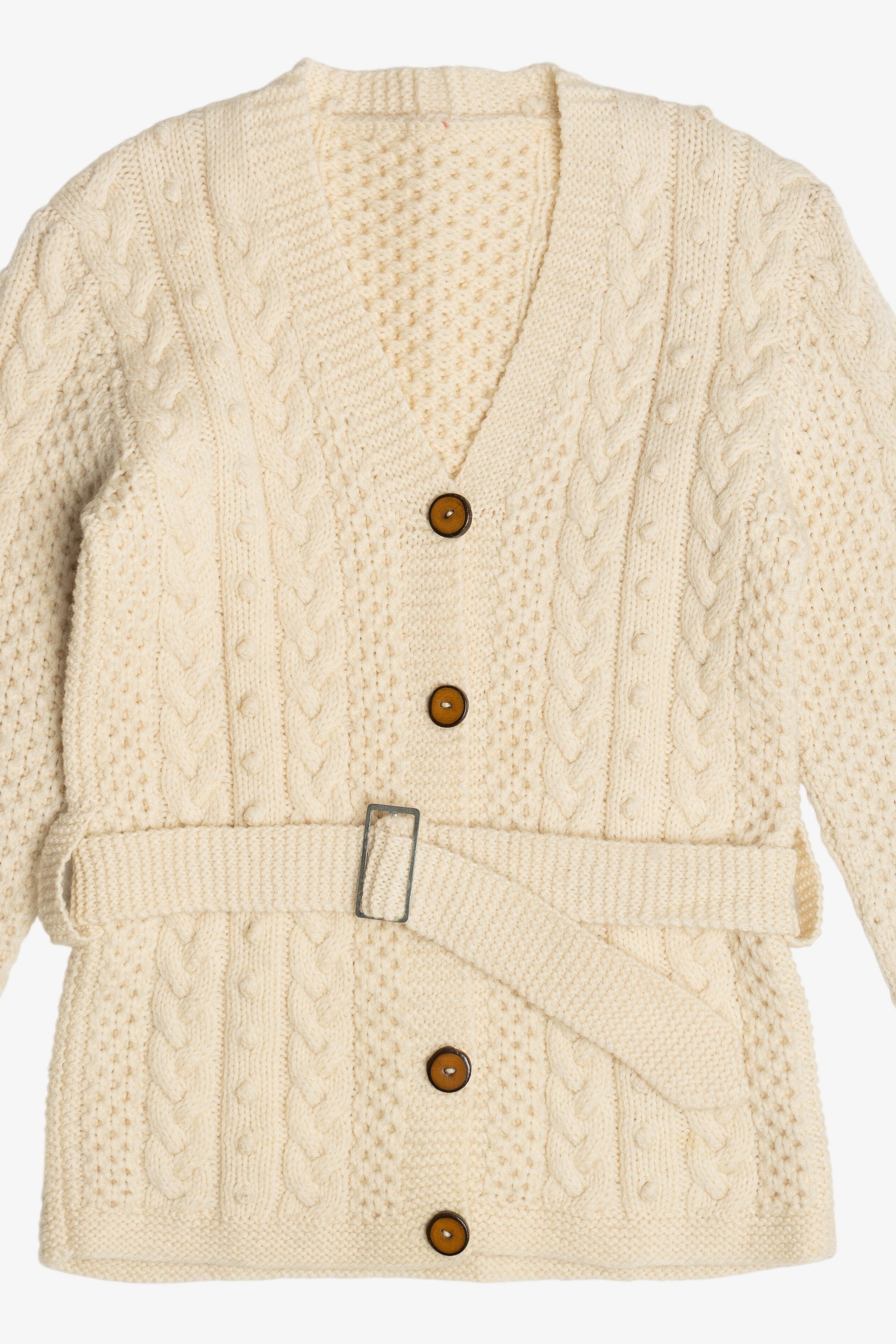 Vintage Fisherman Belted Cardigan Sweater (1980s)