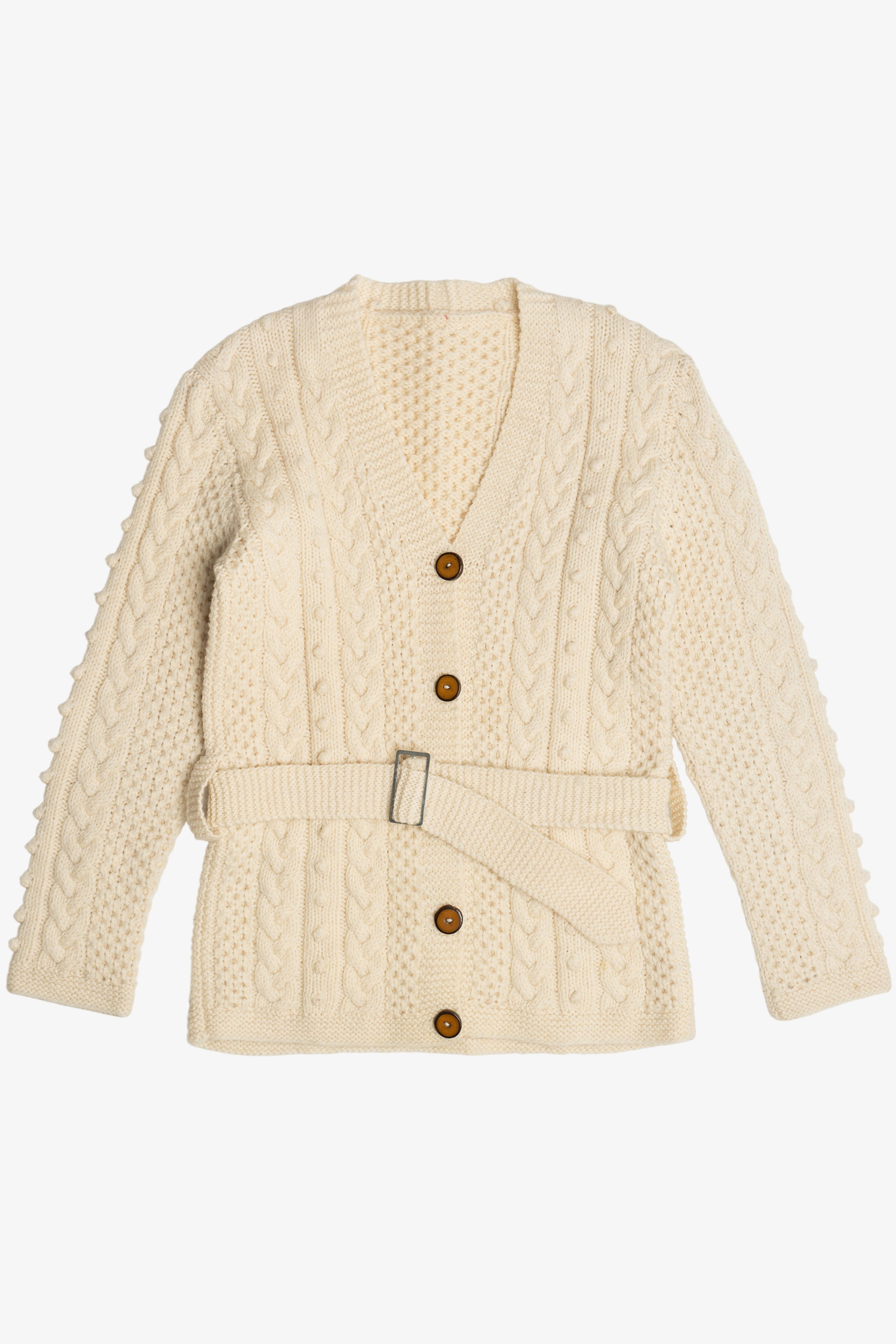 Vintage Fisherman Belted Cardigan Sweater (1980s)