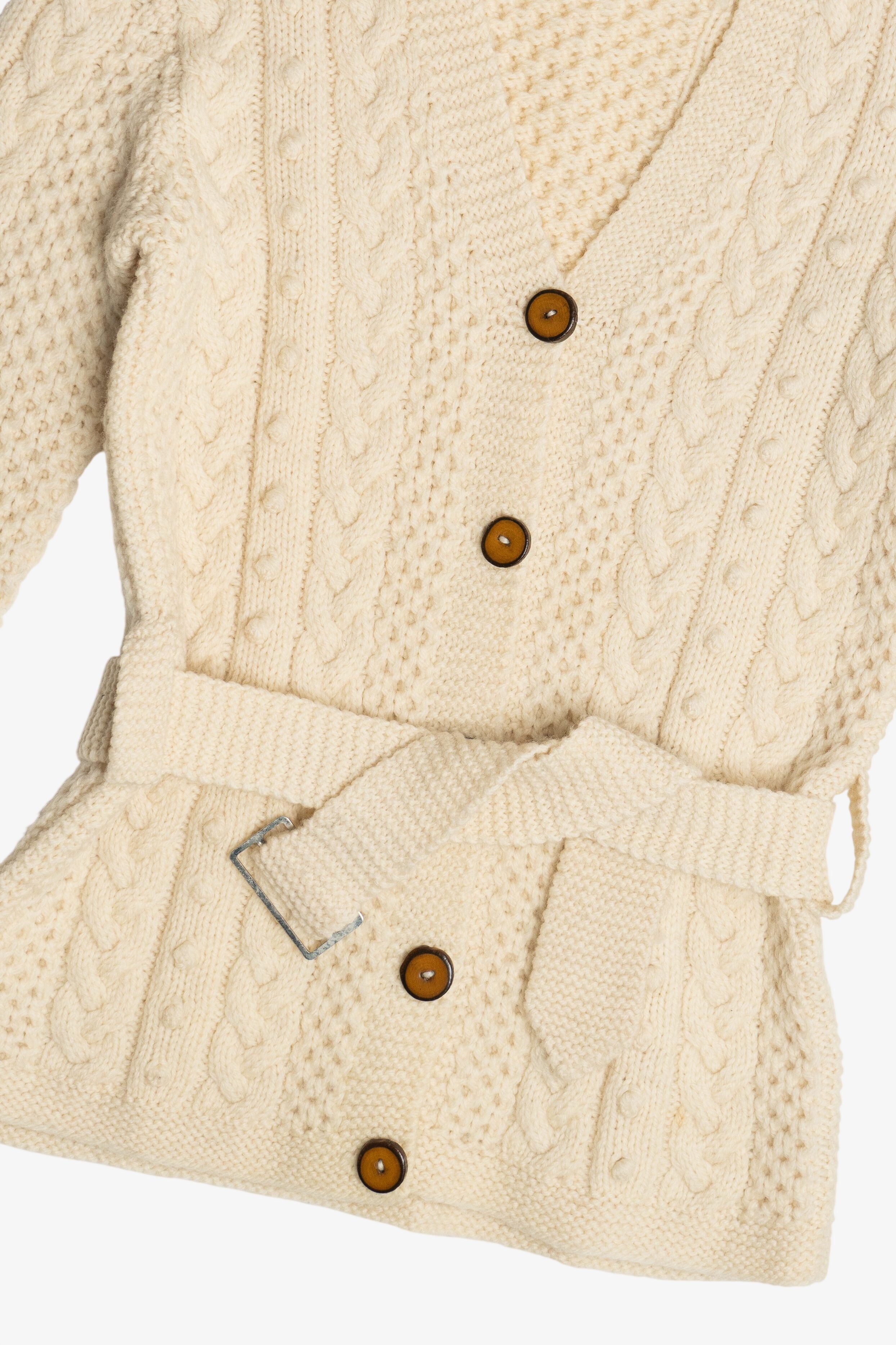 Vintage Fisherman Belted Cardigan Sweater (1980s)